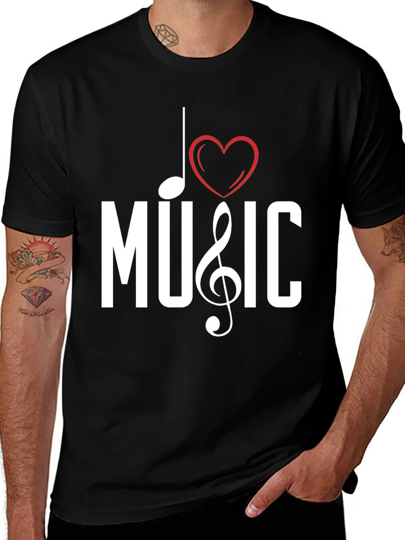I Love Music Black Graphic Tee