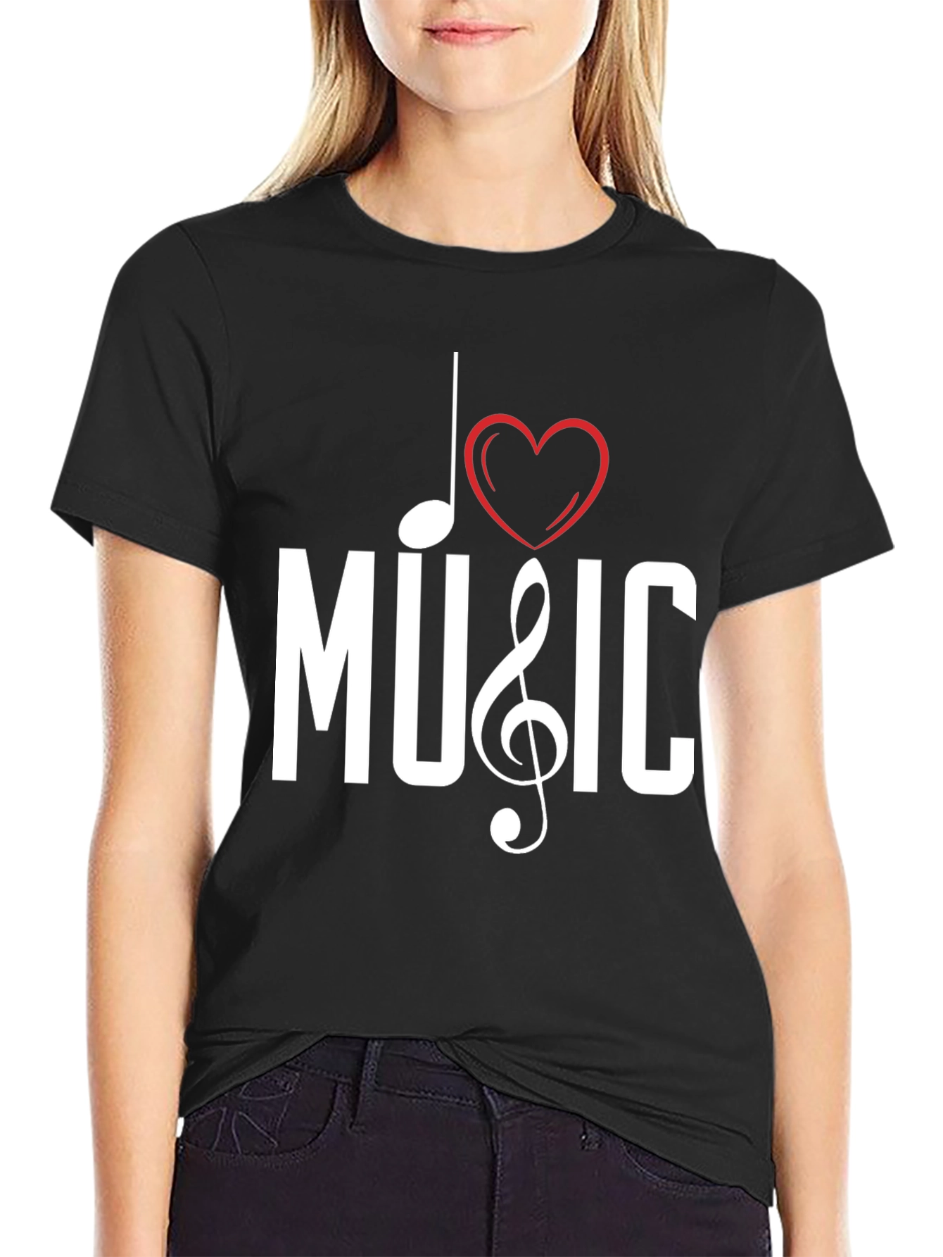 I Love Music Black Graphic Tee