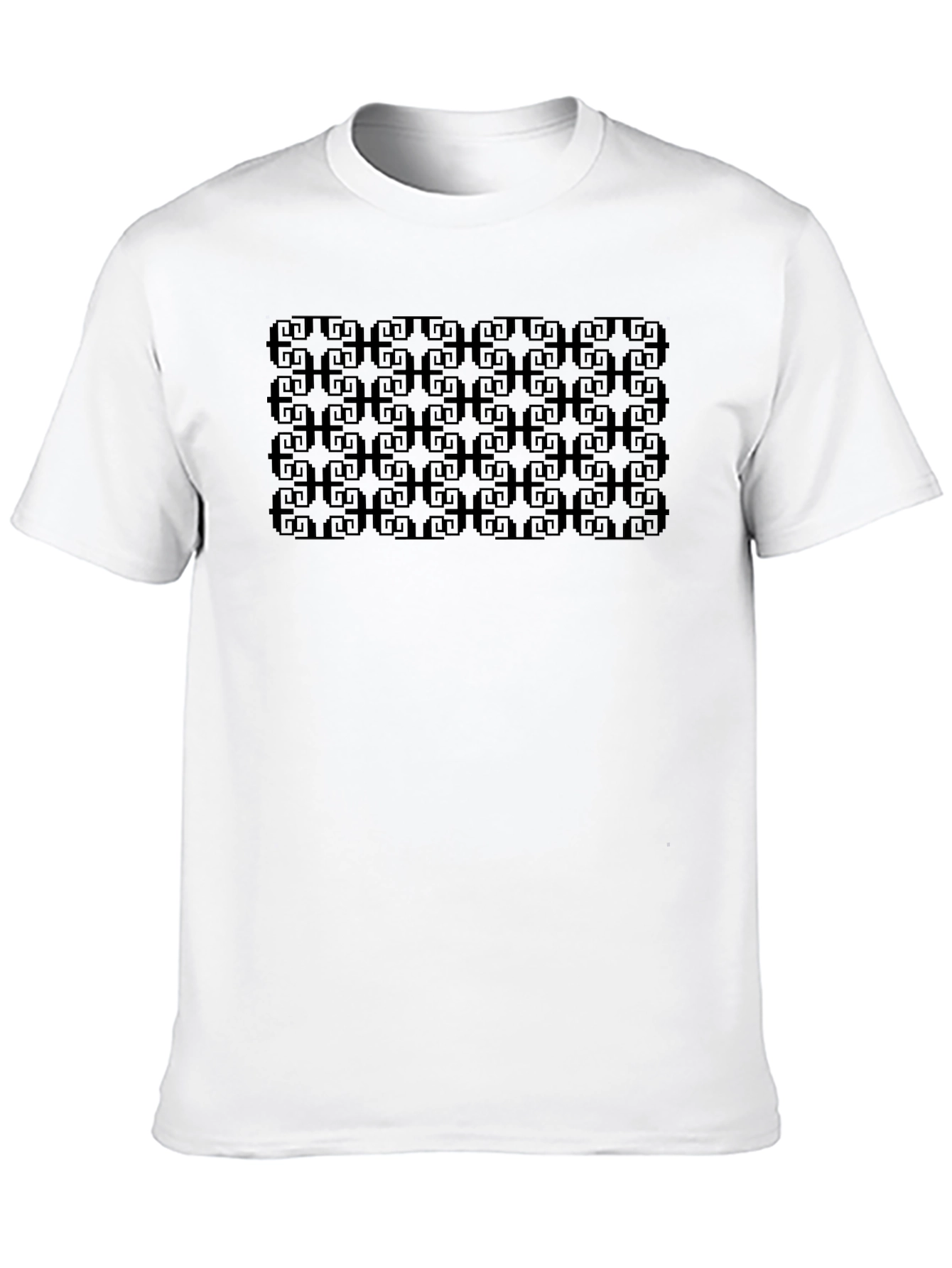 Geometric Pattern Black Crew Neck Tee