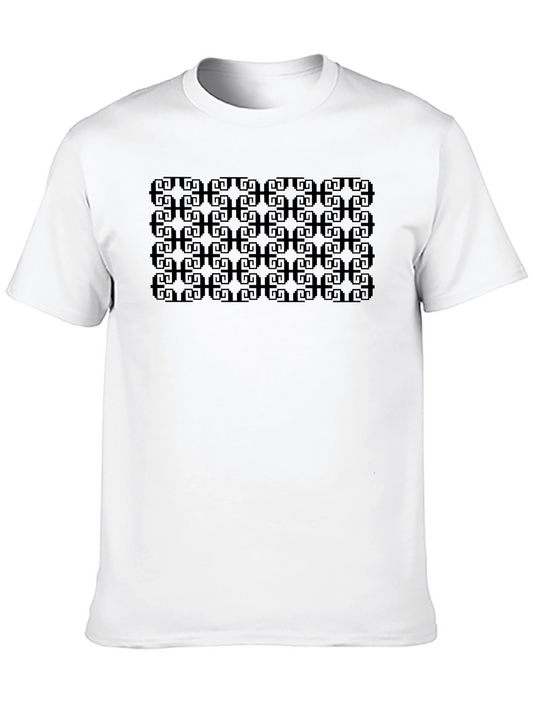 Geometric Pattern Black Crew Neck Tee
