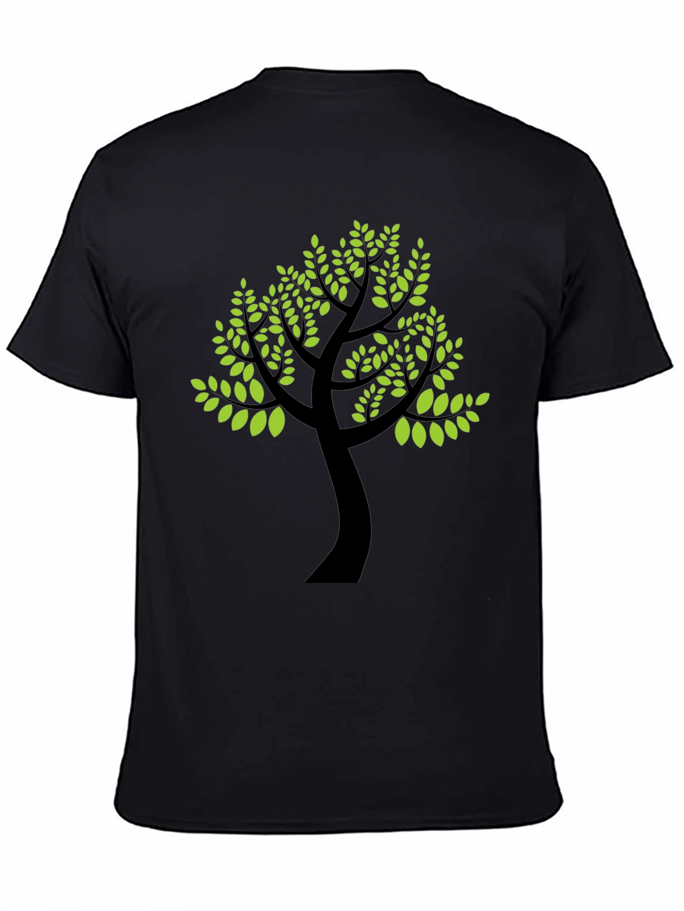 Black T-Shirt with Green Tree Print