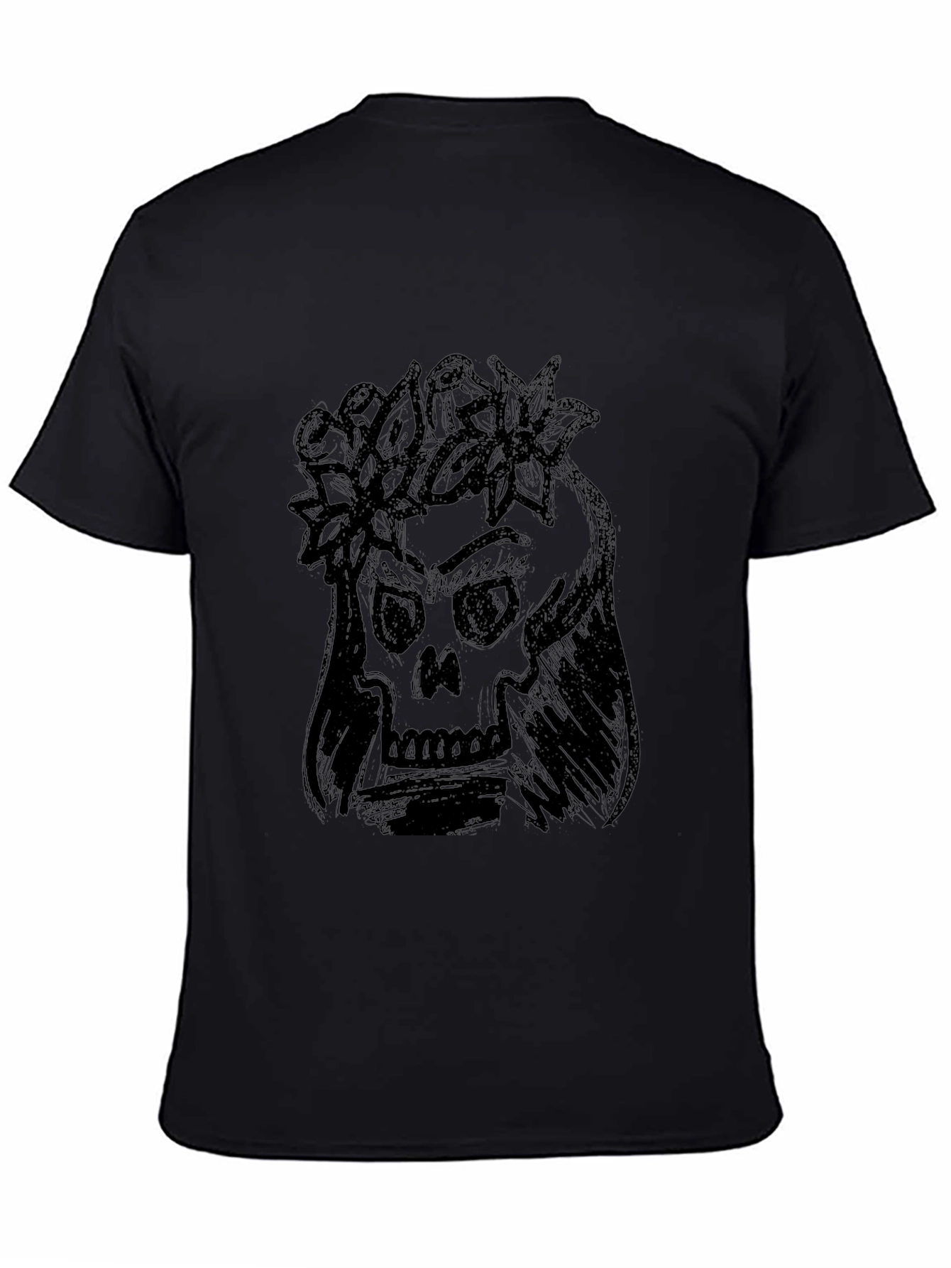Skull with Flower Crown Graphic Tee