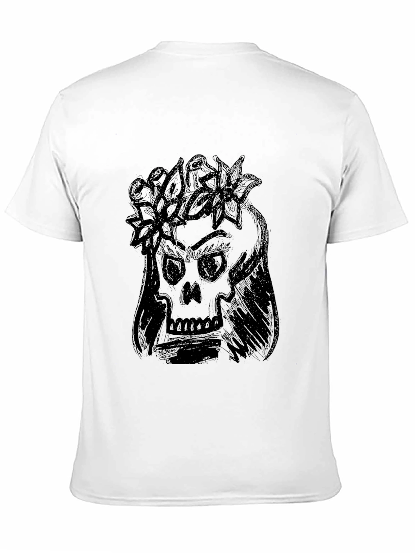 Skull with Flower Crown Graphic Tee
