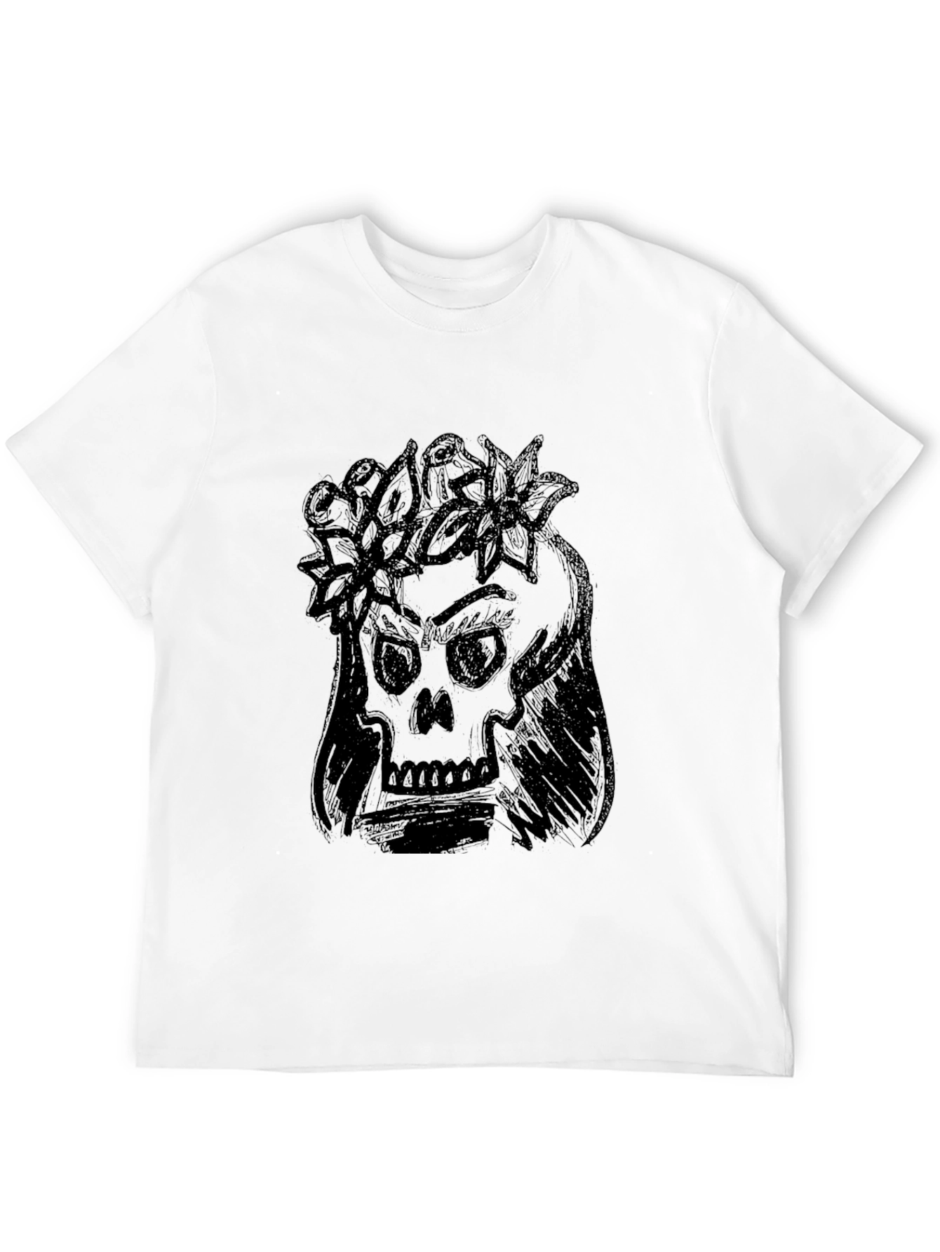 Skull with Flower Crown Graphic Tee