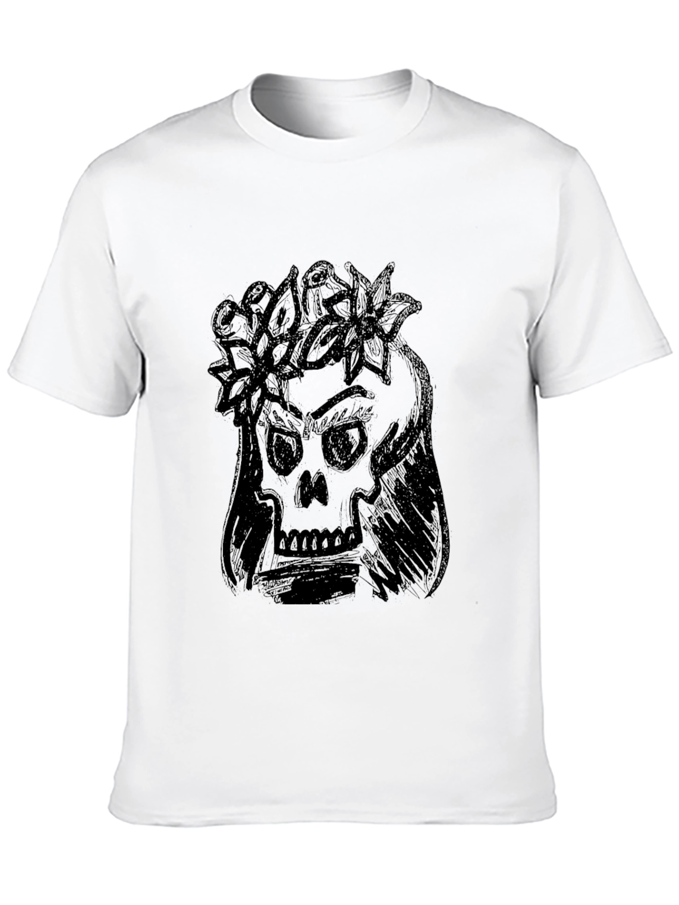 Skull with Flower Crown Graphic Tee