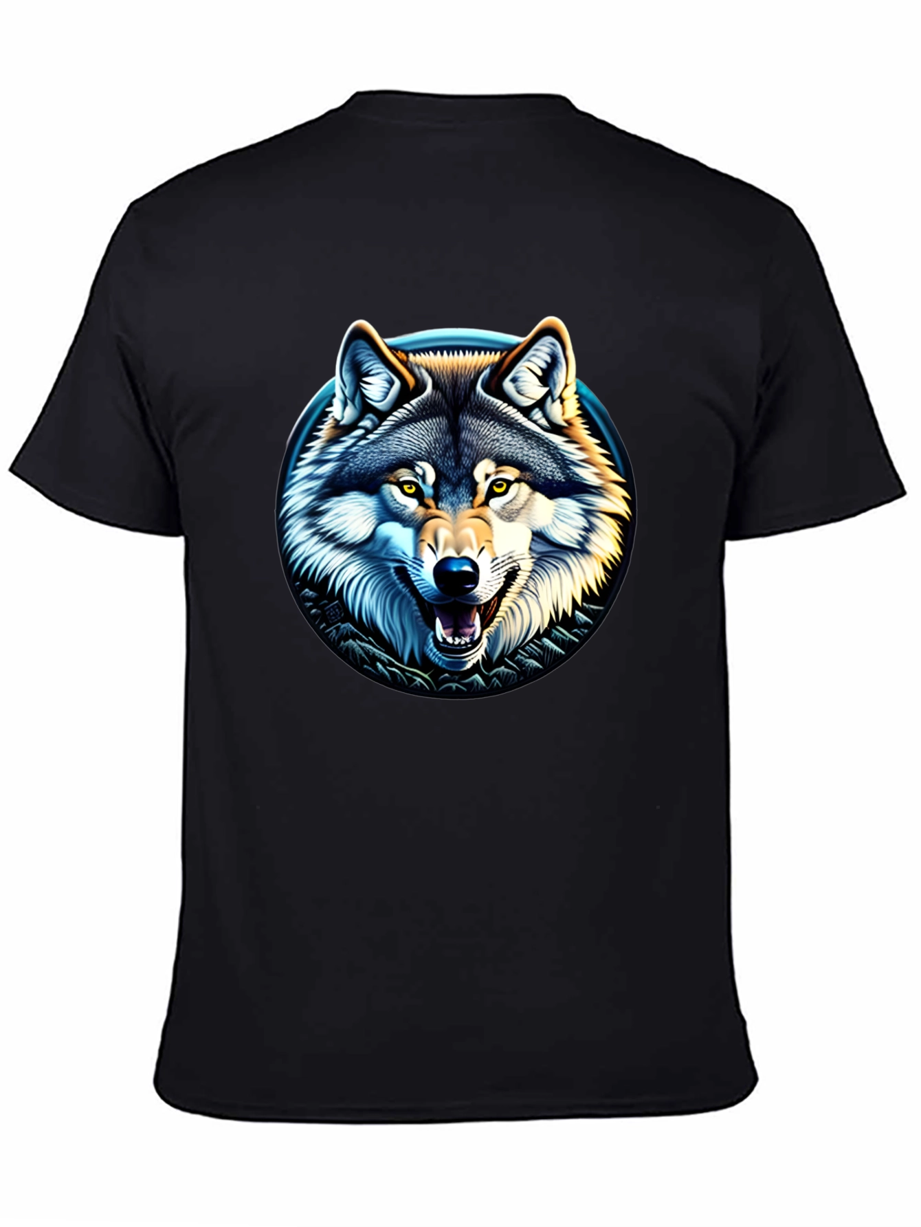 Wolf Graphic Print Crew Neck T-Shirt