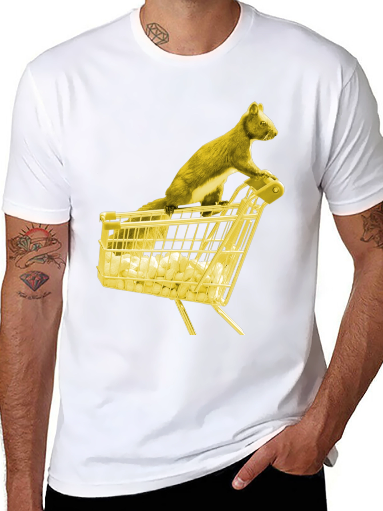 Squirrel Shopping Tee - Funny Graphic T-Shirt