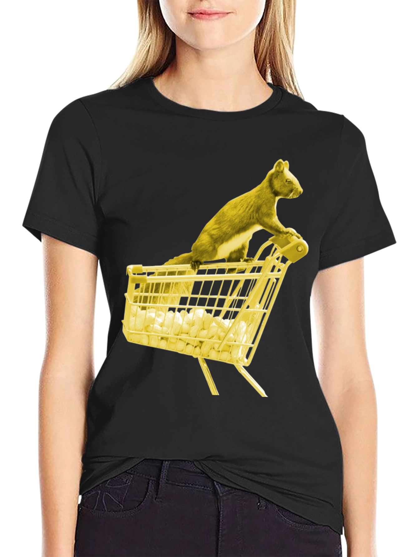Squirrel Shopping Tee - Funny Graphic T-Shirt
