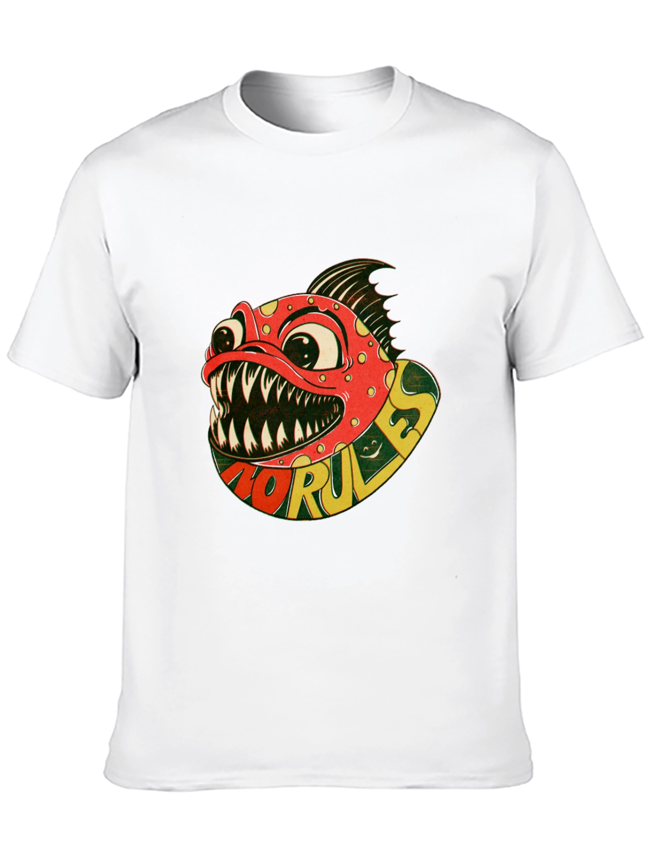 No Rules Piranha Graphic Black T-Shirt