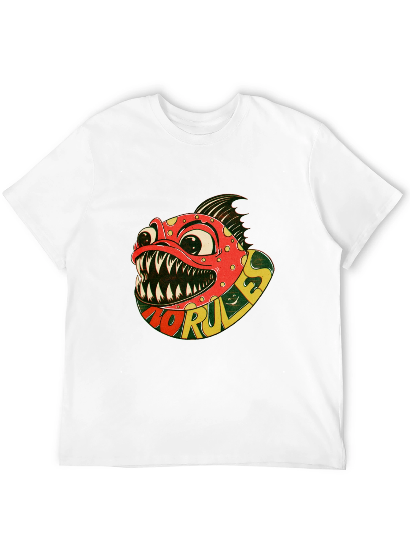 No Rules Piranha Graphic Black T-Shirt