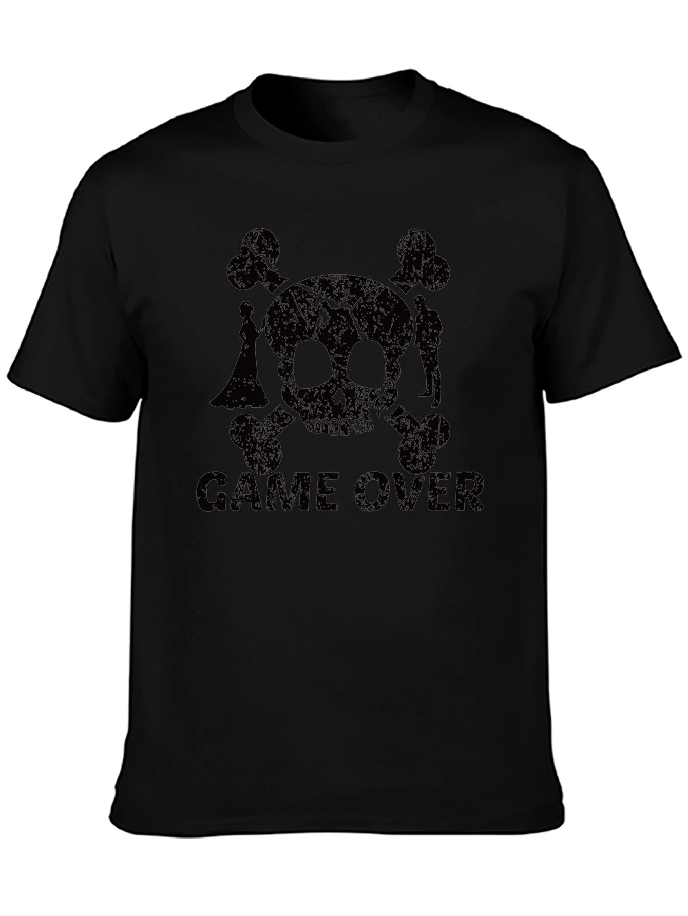 Game Over Skull & Crossbones Black T-Shirt