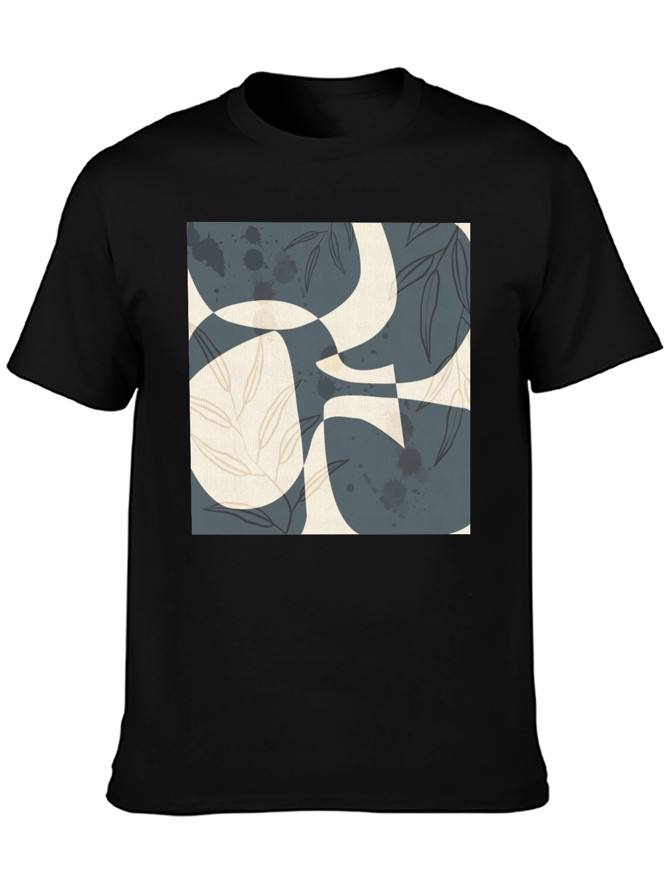 Abstract Art Print Black T-Shirt - Modern Graphic Tee