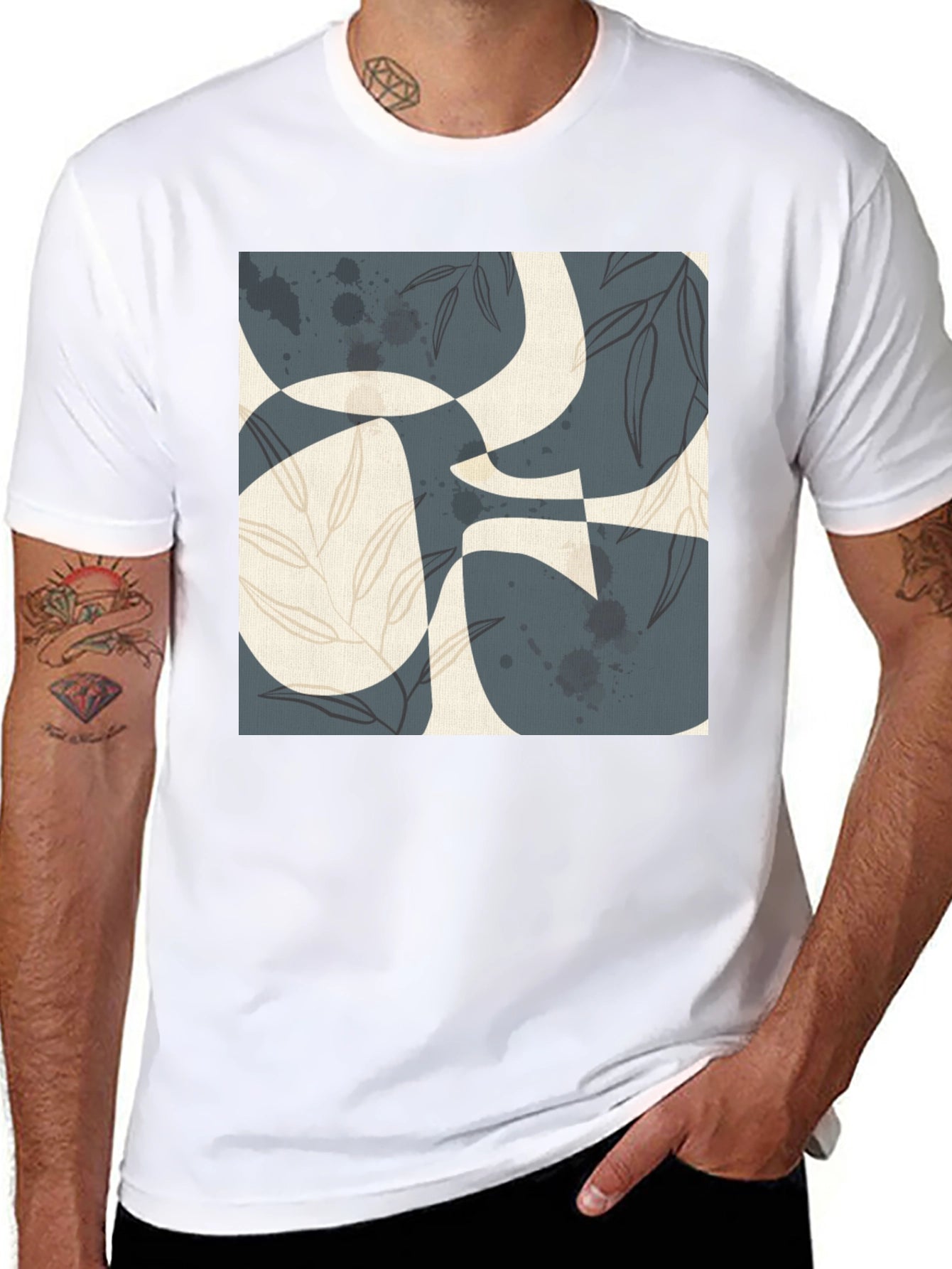 Abstract Art Print Black T-Shirt - Modern Graphic Tee