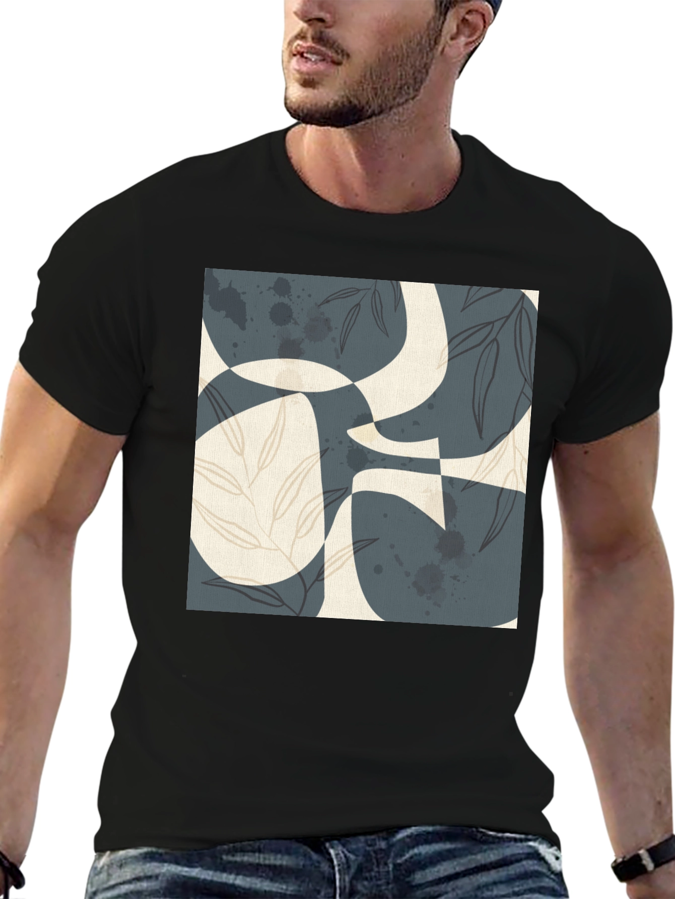 Abstract Art Print Black T-Shirt - Modern Graphic Tee