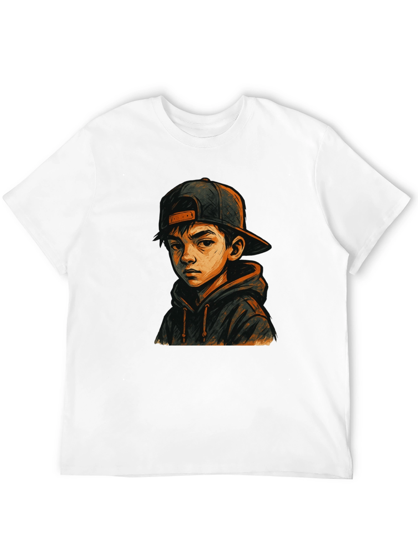 Boy in Hoodie Graphic Tee - Black T-Shirt
