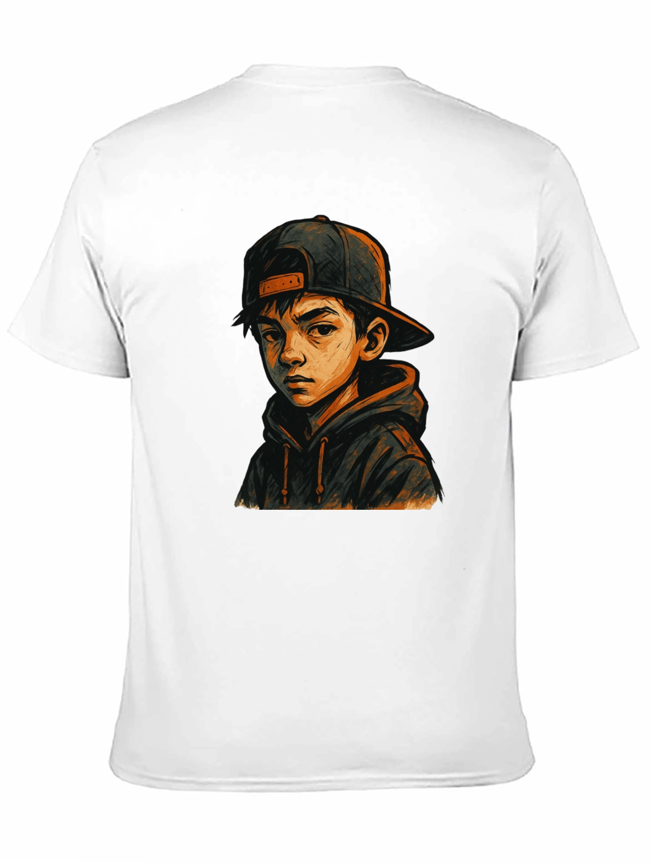 Boy in Hoodie Graphic Tee - Black T-Shirt