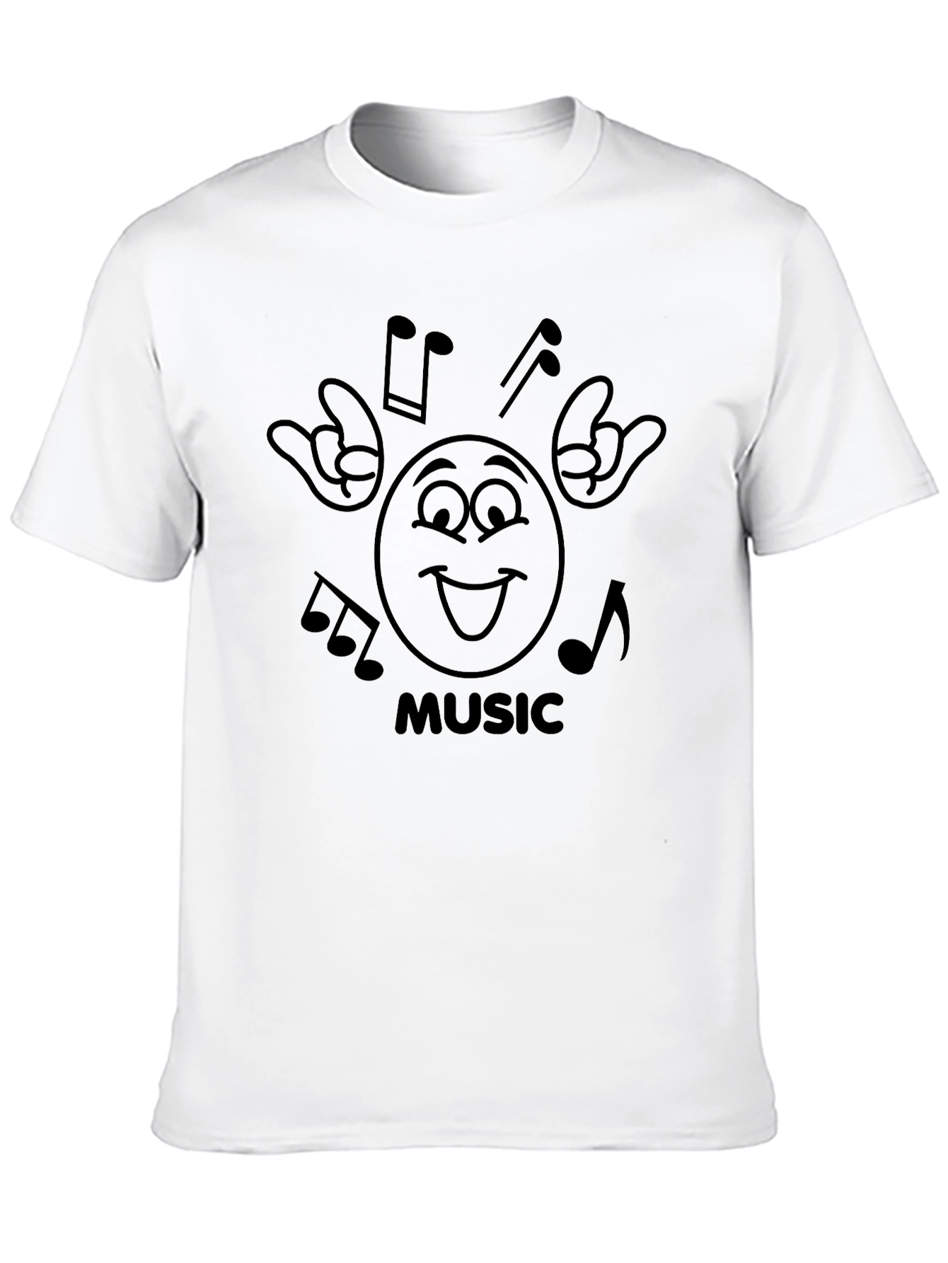 Music Lover Graphic Tee - Rock On Emoji Shirt