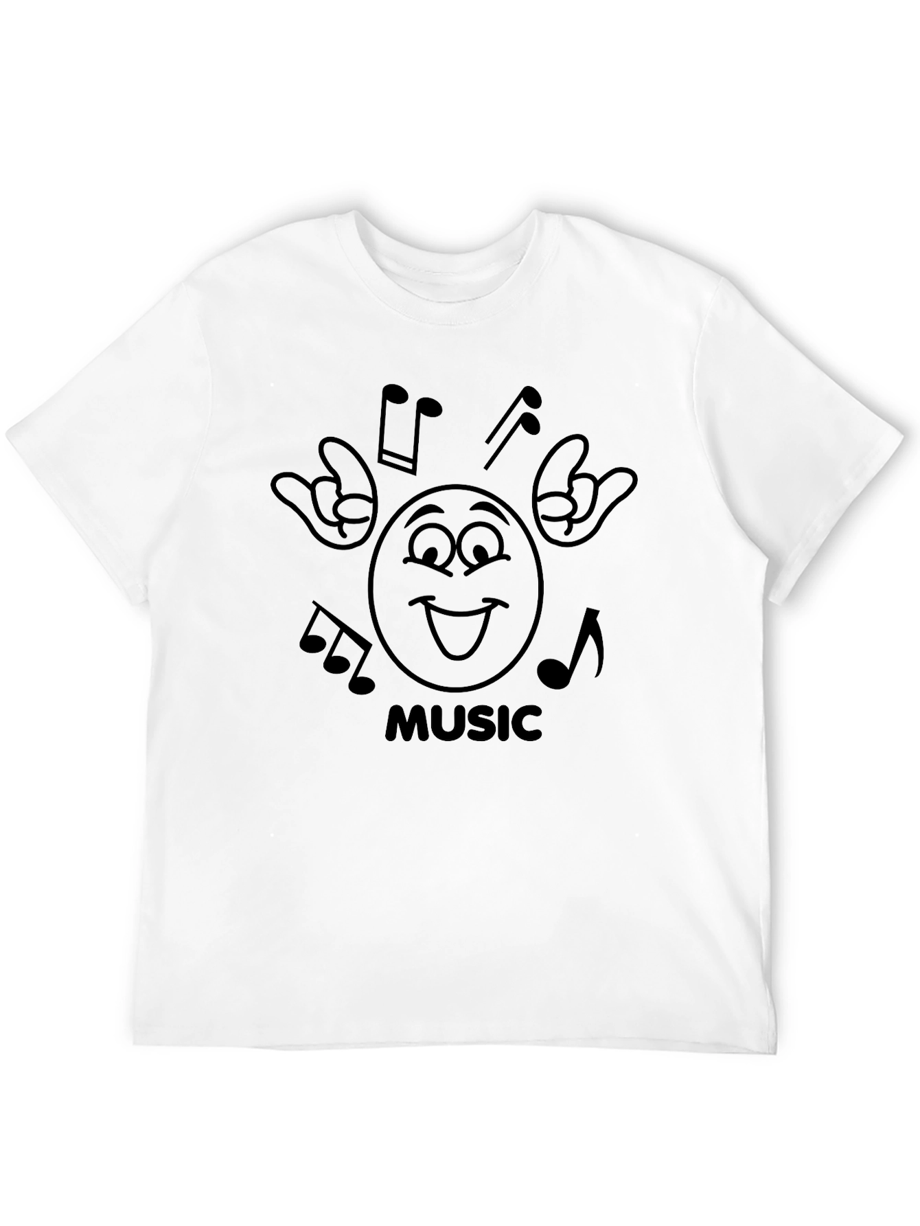Music Lover Graphic Tee - Rock On Emoji Shirt