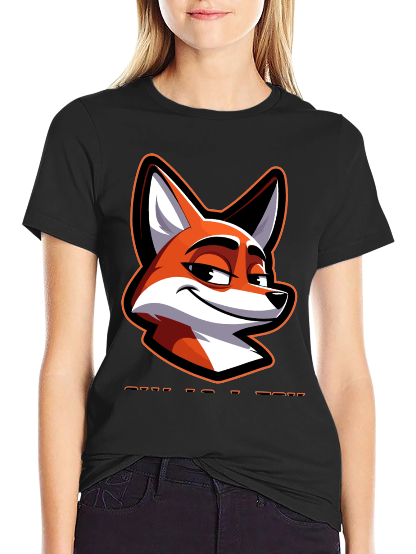 Cool Fox Graphic Tee - Black Cotton Blend