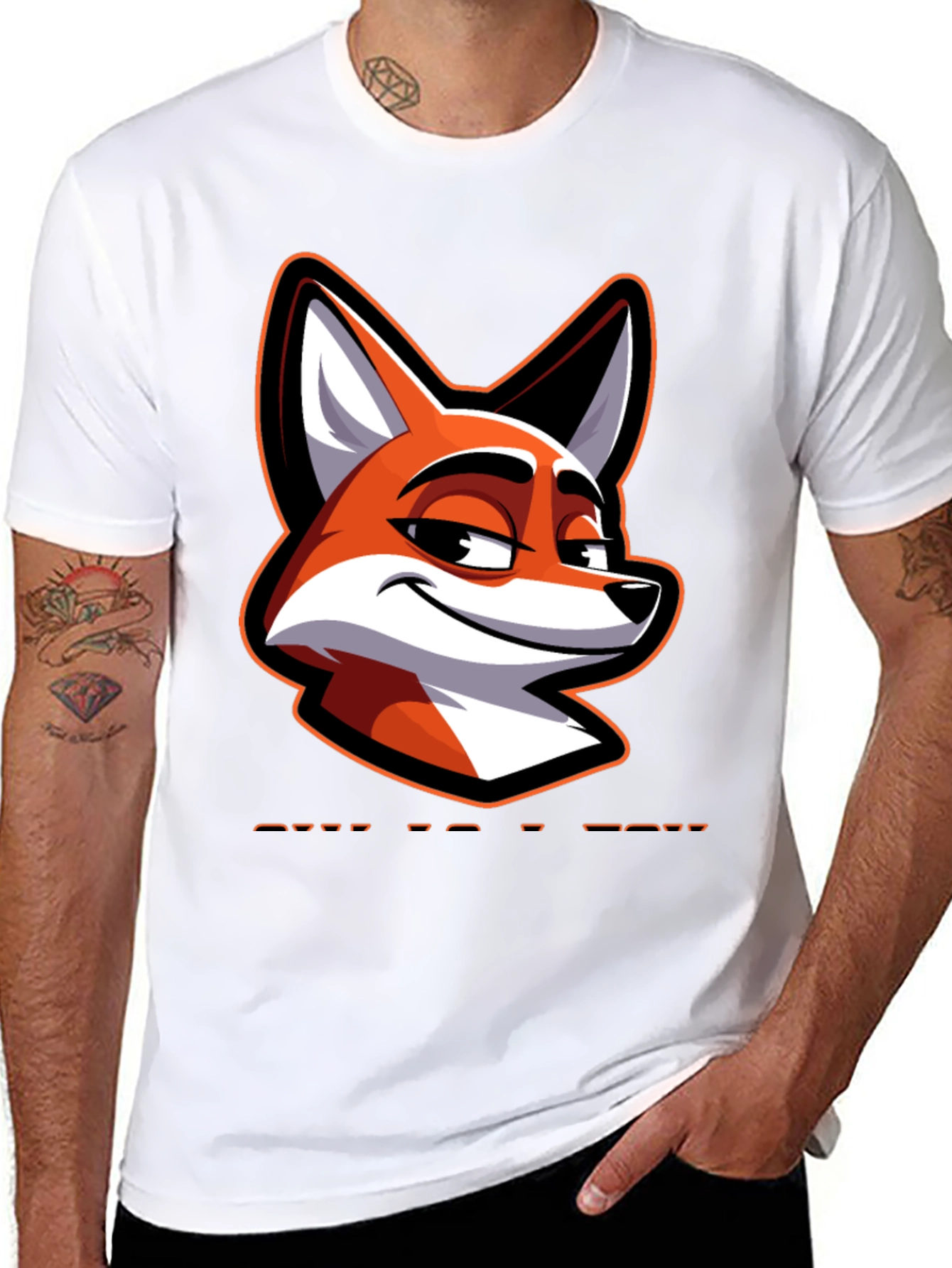 Cool Fox Graphic Tee - Black Cotton Blend