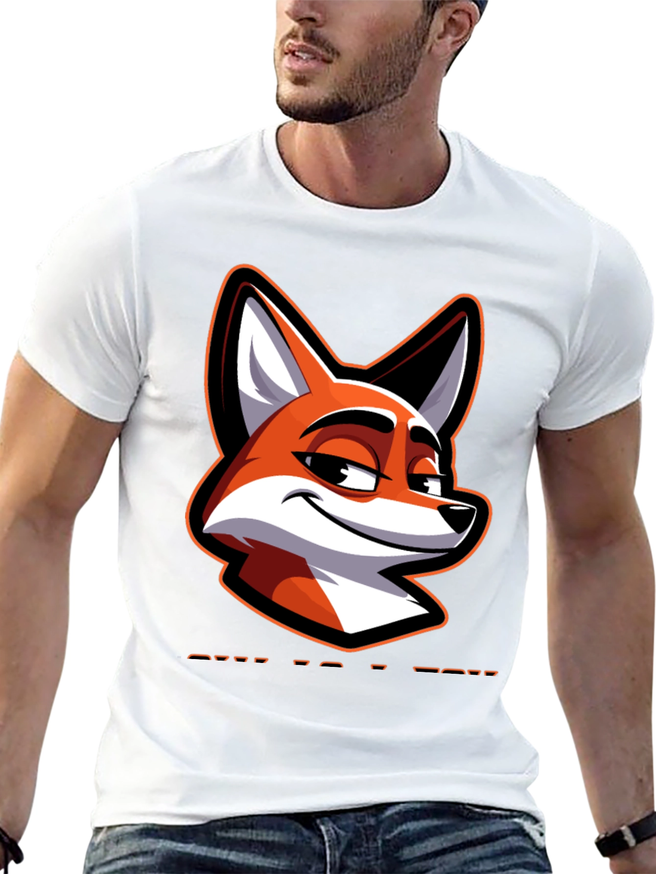 Cool Fox Graphic Tee - Black Cotton Blend