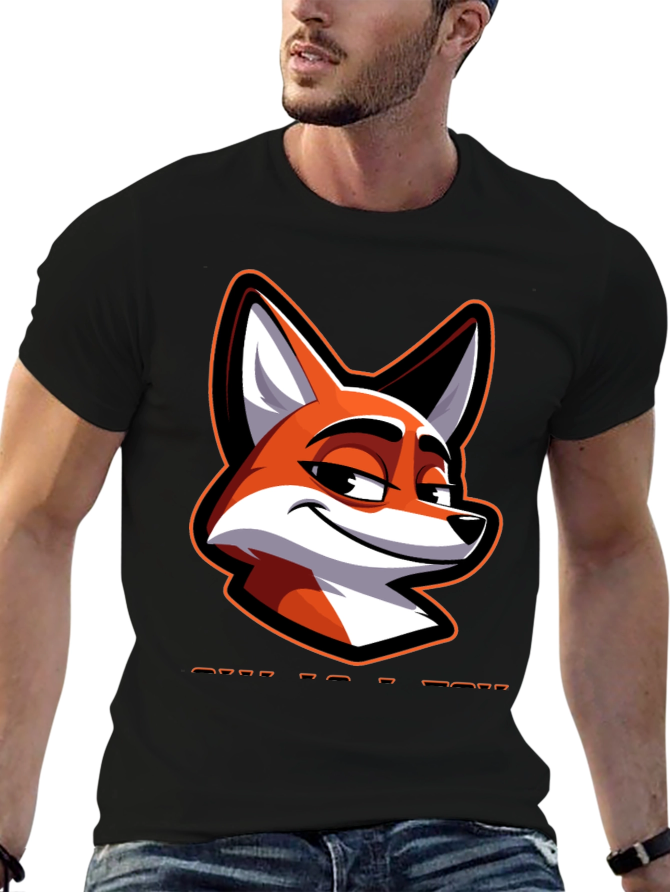 Cool Fox Graphic Tee - Black Cotton Blend