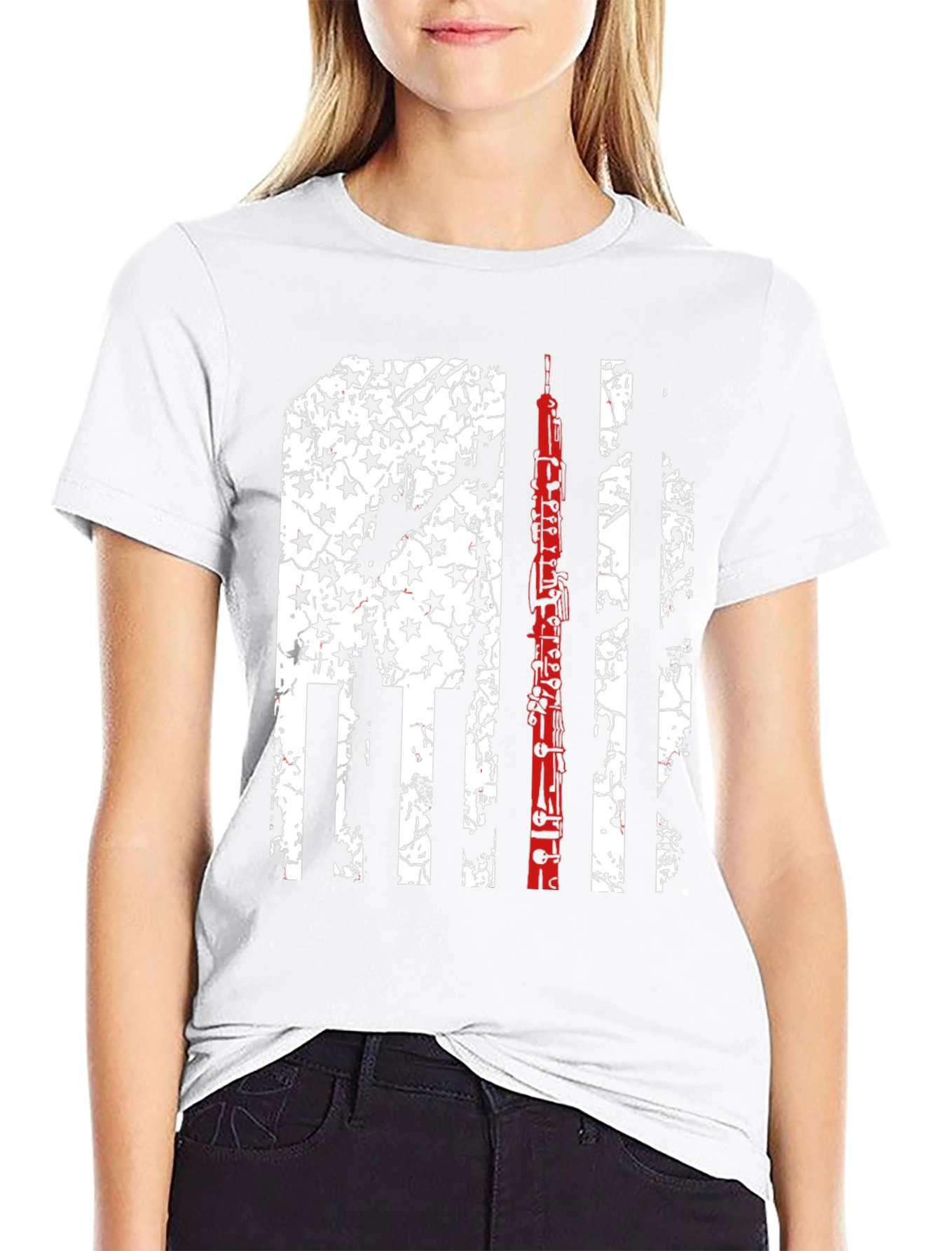Oboe Flag Graphic Tee - Patriotic Musician T-Shirt