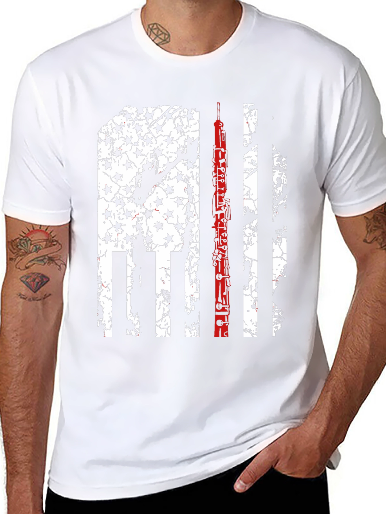 Oboe Flag Graphic Tee - Patriotic Musician T-Shirt