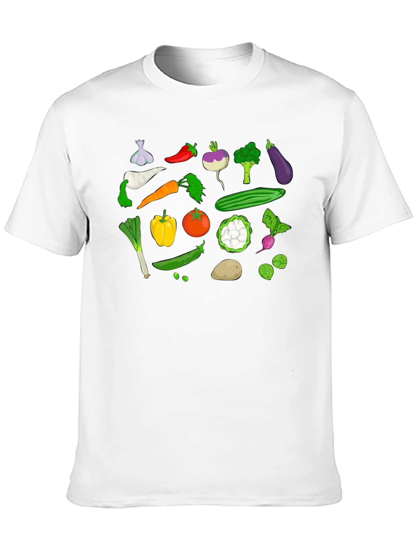 Vegetable Pattern Black T-Shirt