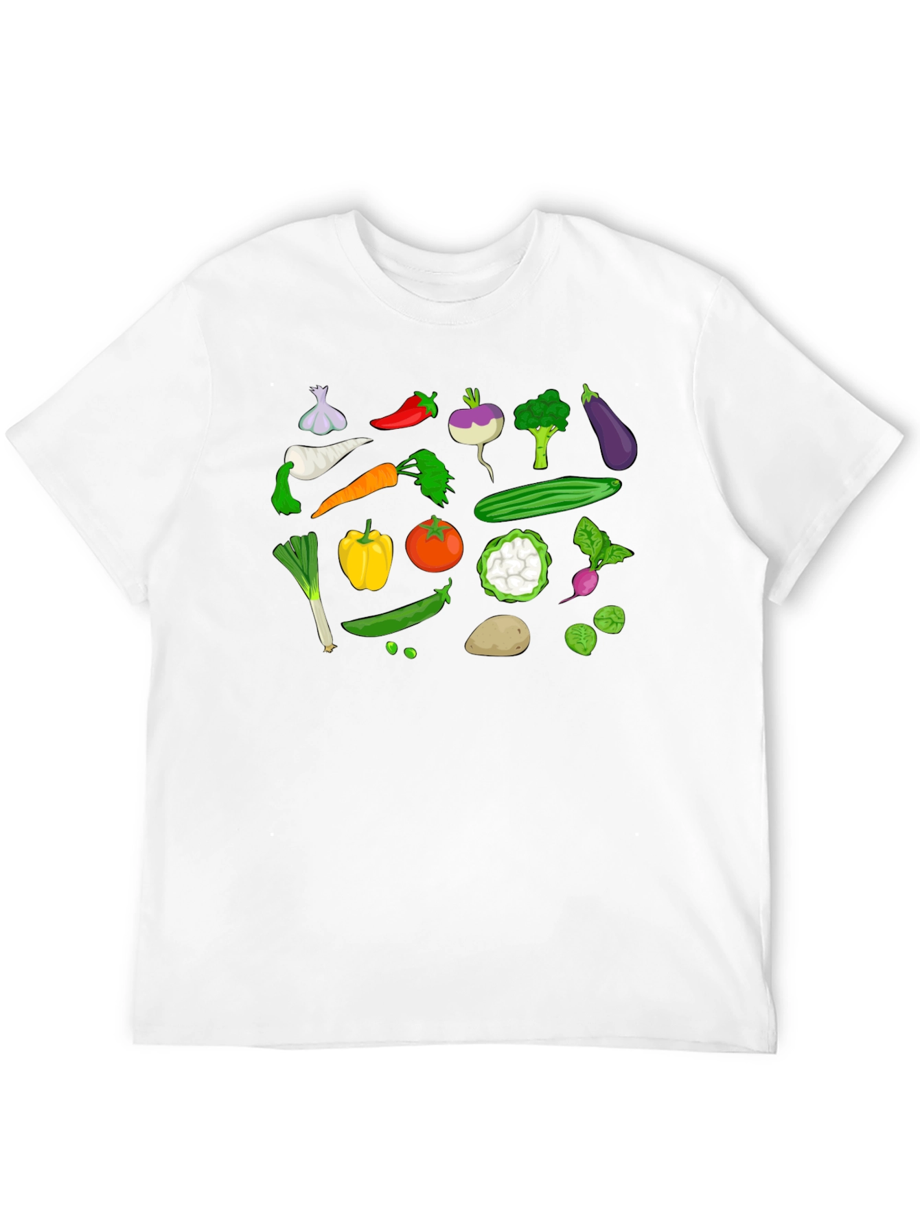 Vegetable Pattern Black T-Shirt
