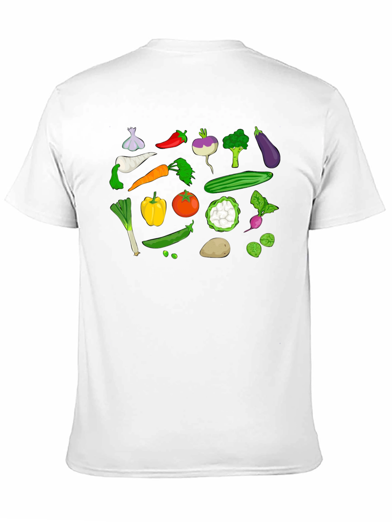 Vegetable Pattern Black T-Shirt