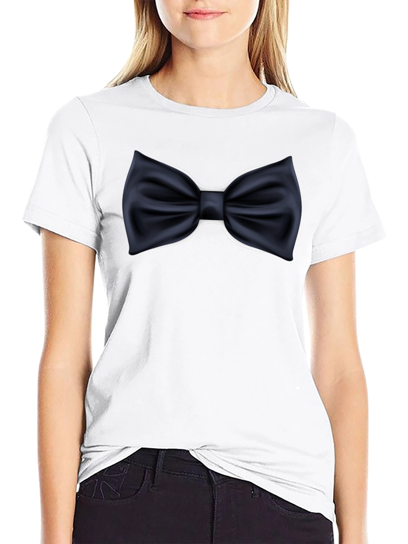 Mens Black Bowtie Graphic T-Shirt