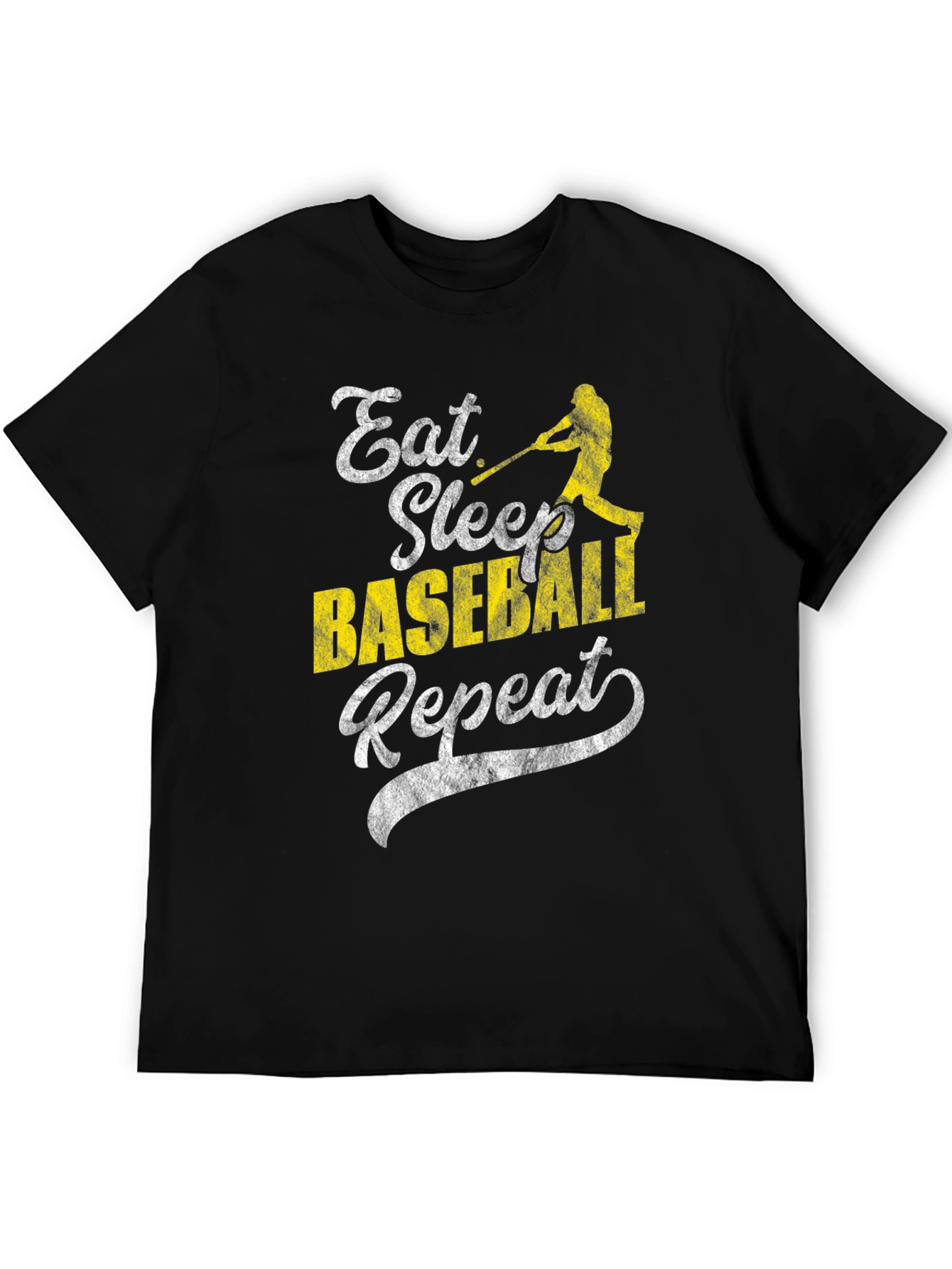 Eat Sleep Baseball Repeat Black Graphic T-Shirt