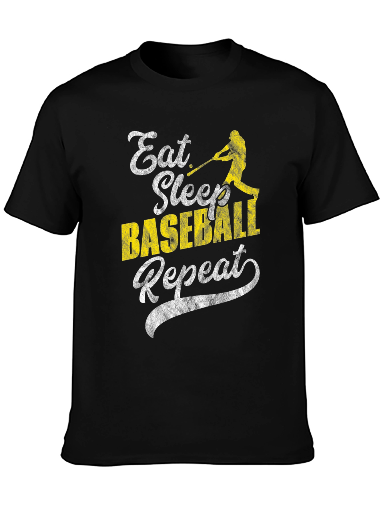 Eat Sleep Baseball Repeat Black Graphic T-Shirt