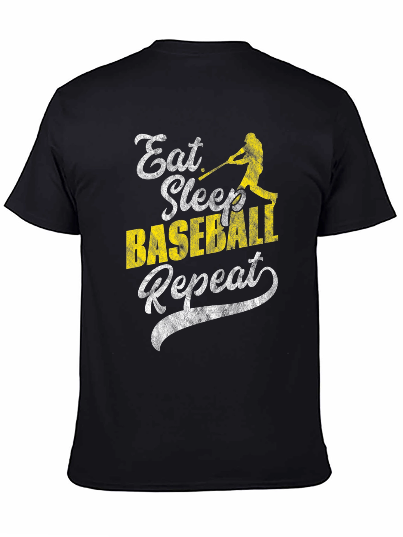 Eat Sleep Baseball Repeat Black Graphic T-Shirt