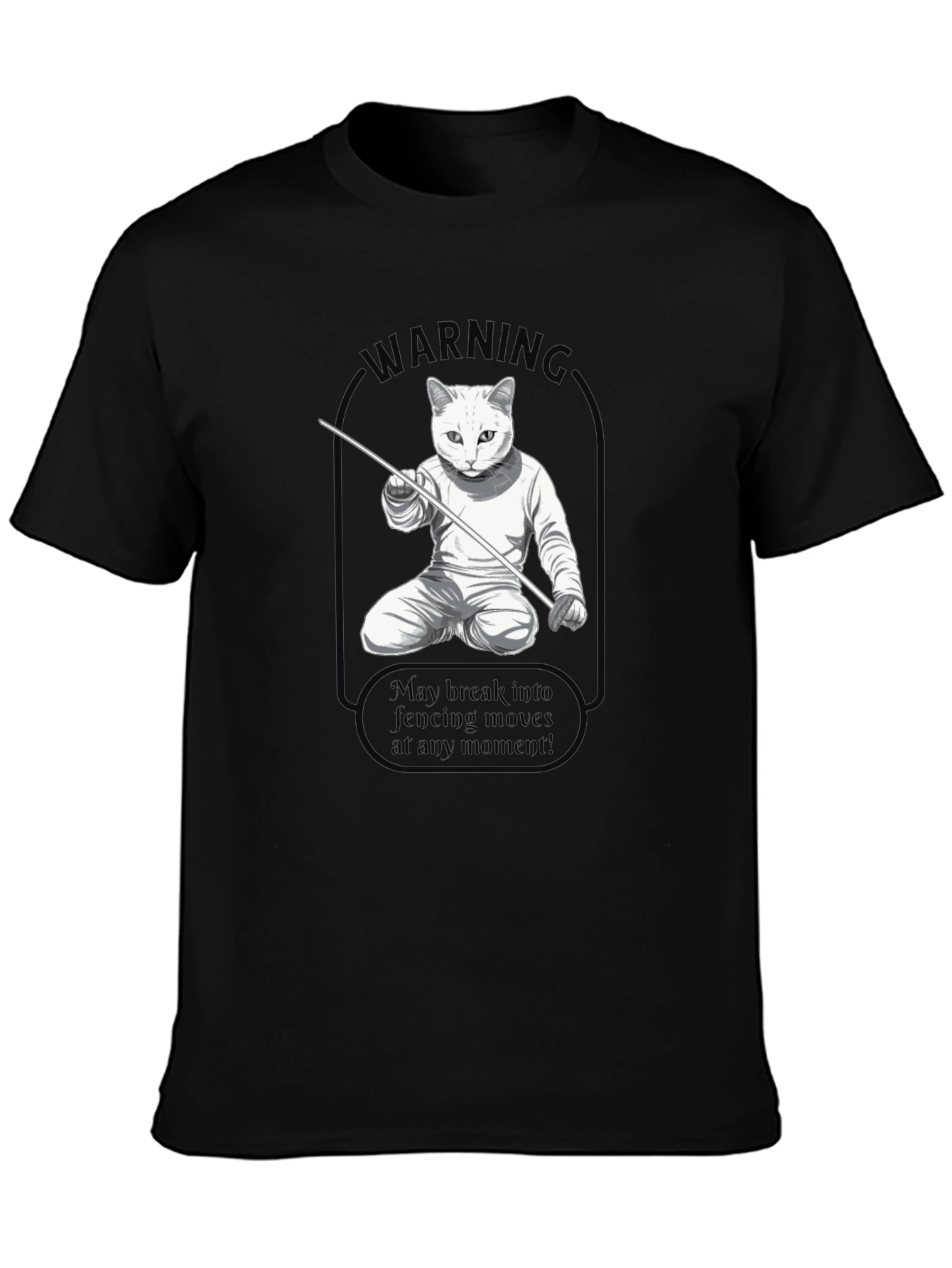 Fencing Cat Warning T-Shirt