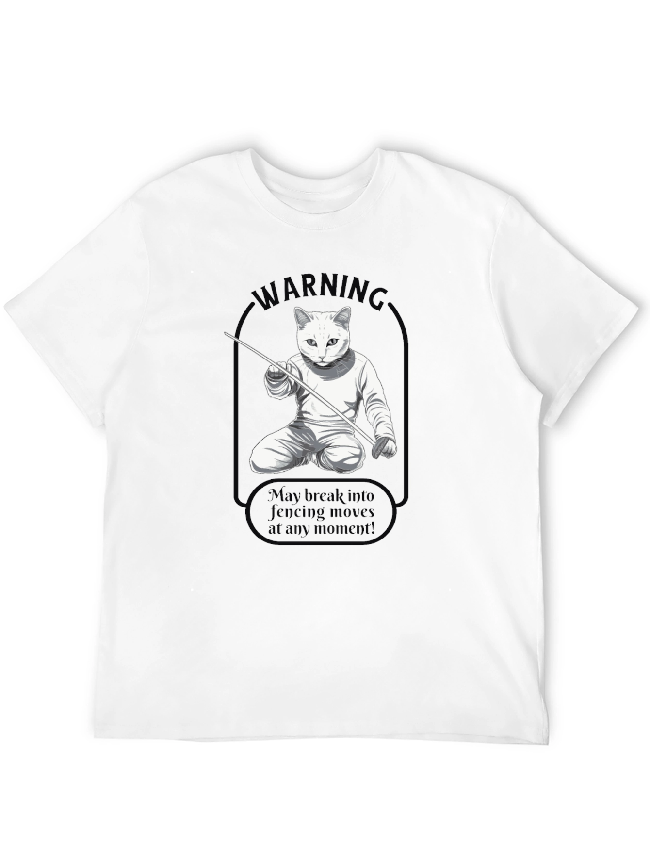 Fencing Cat Warning T-Shirt