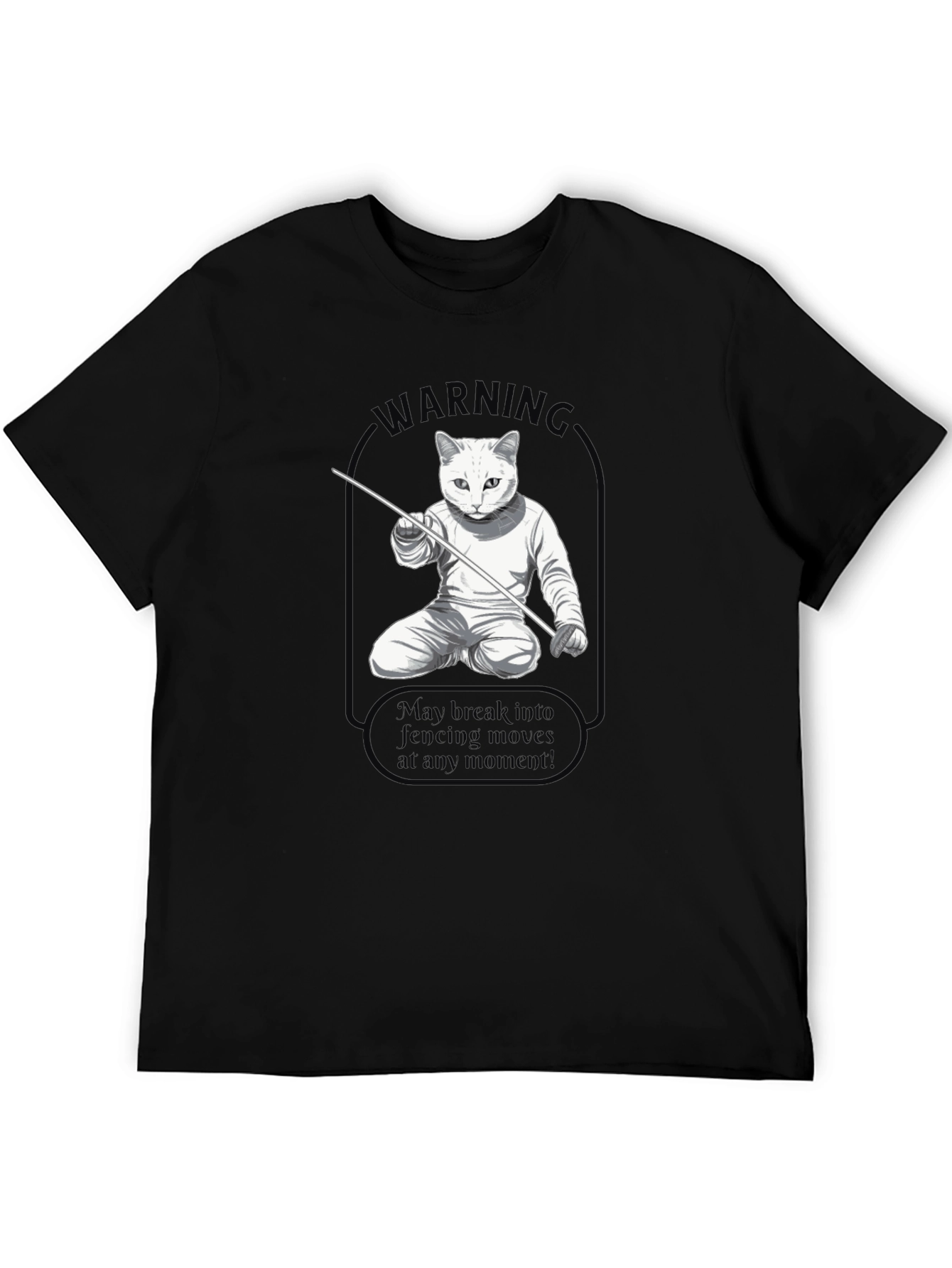 Fencing Cat Warning T-Shirt