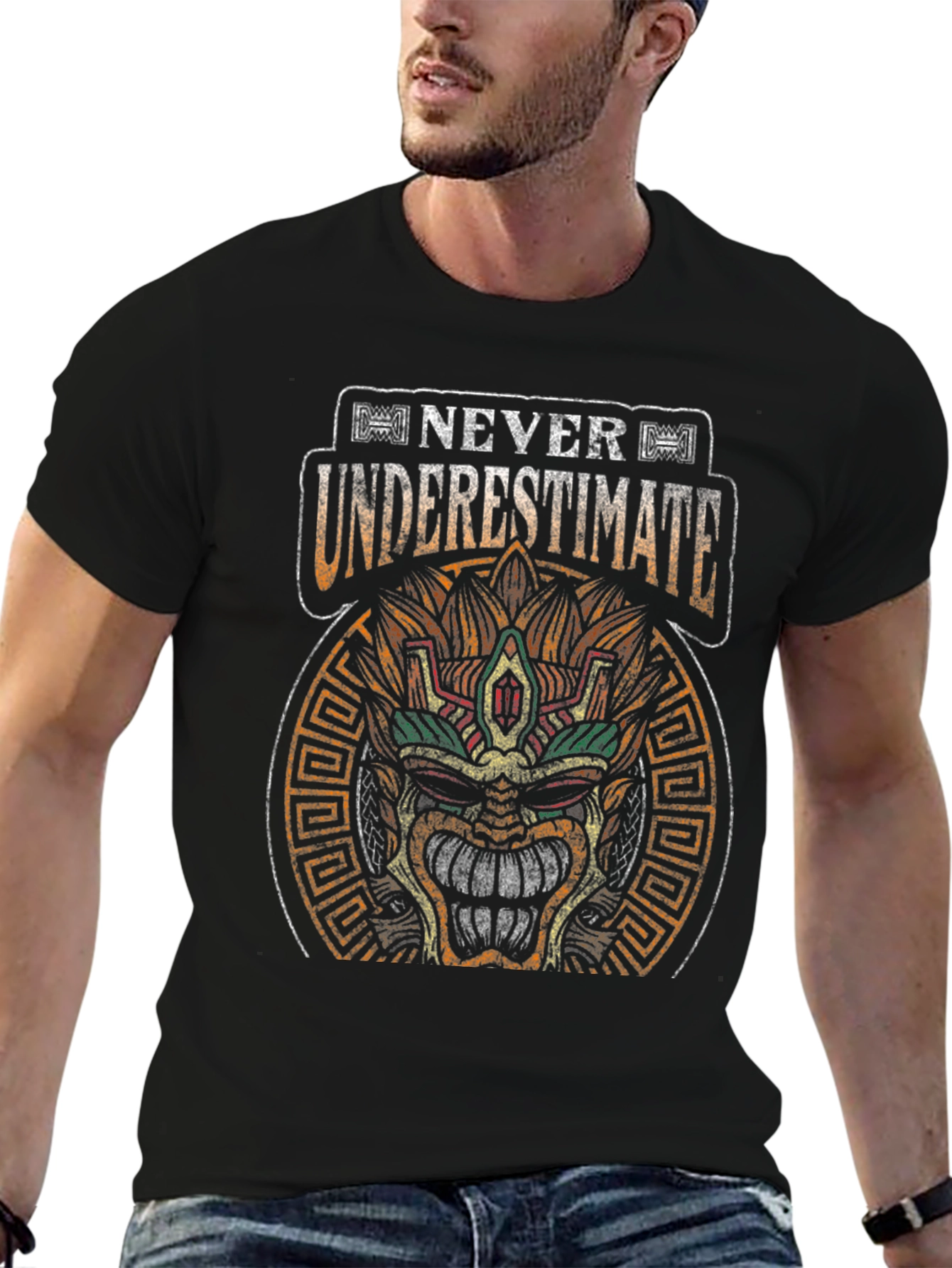 Never Underestimate T-Shirt Aztec Mayan Mask