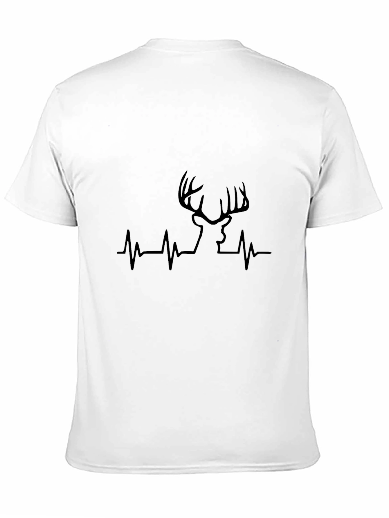 Deer Heartbeat T-Shirt - Black Crew Neck Tee