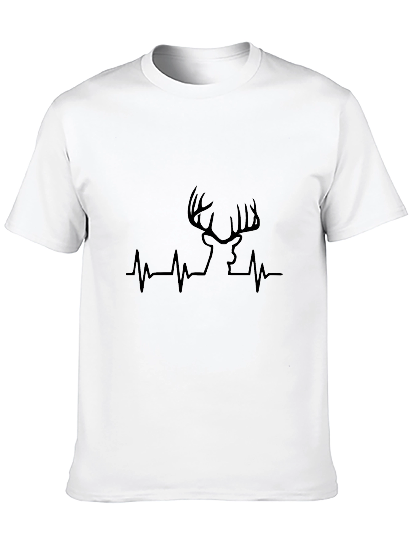 Deer Heartbeat T-Shirt - Black Crew Neck Tee