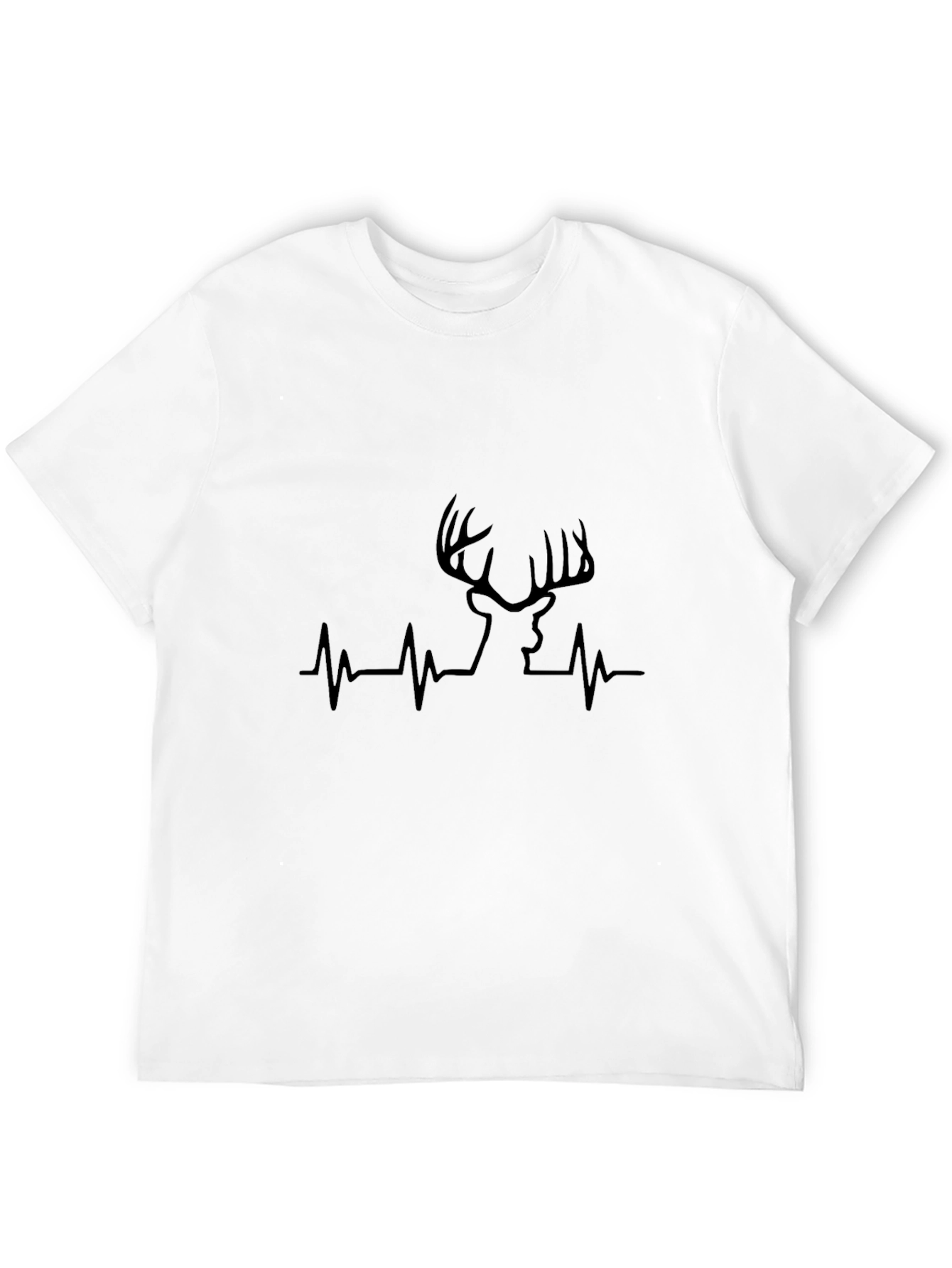 Deer Heartbeat T-Shirt - Black Crew Neck Tee
