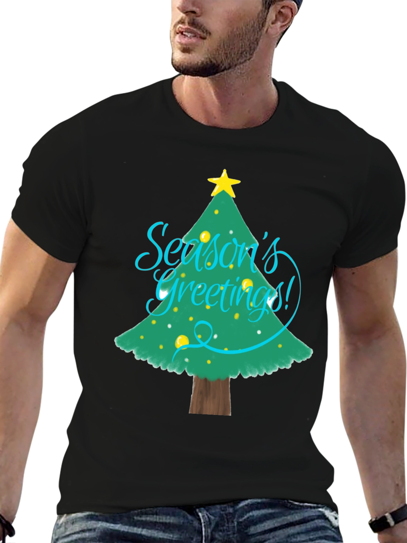 Christmas Seasons Greetings Tree Graphic T-Shirt