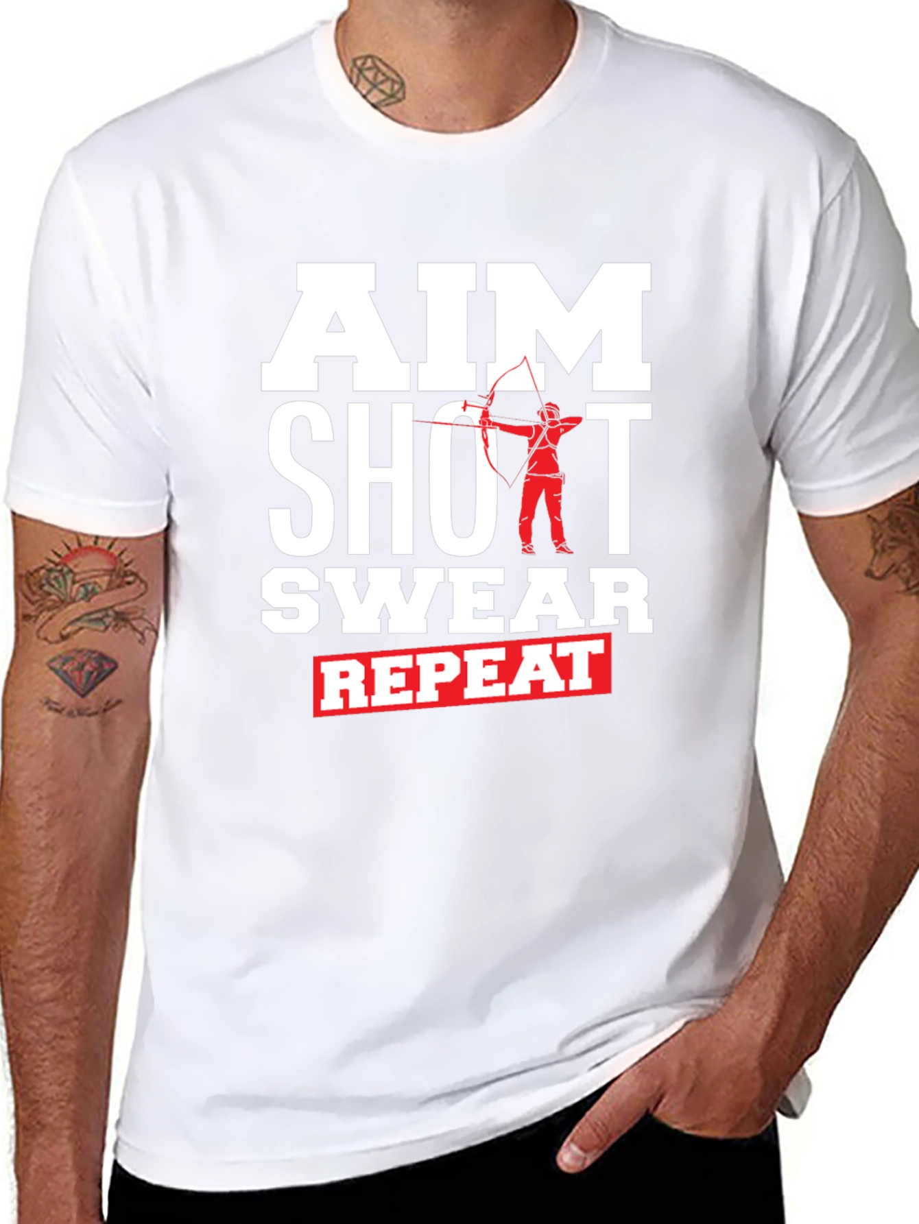 Aim Shot Swear Repeat Funny Archer T-Shirt