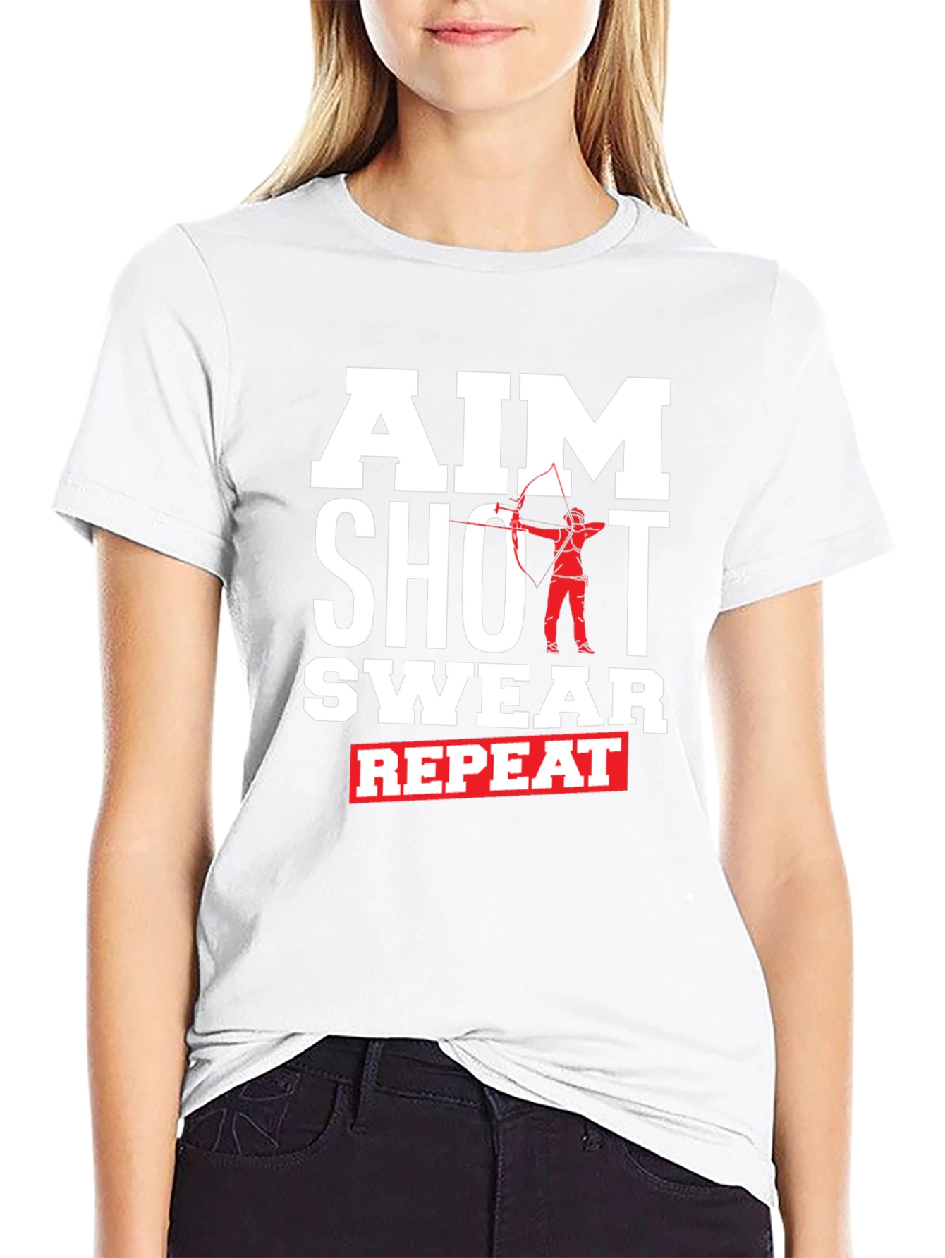 Aim Shot Swear Repeat Funny Archer T-Shirt