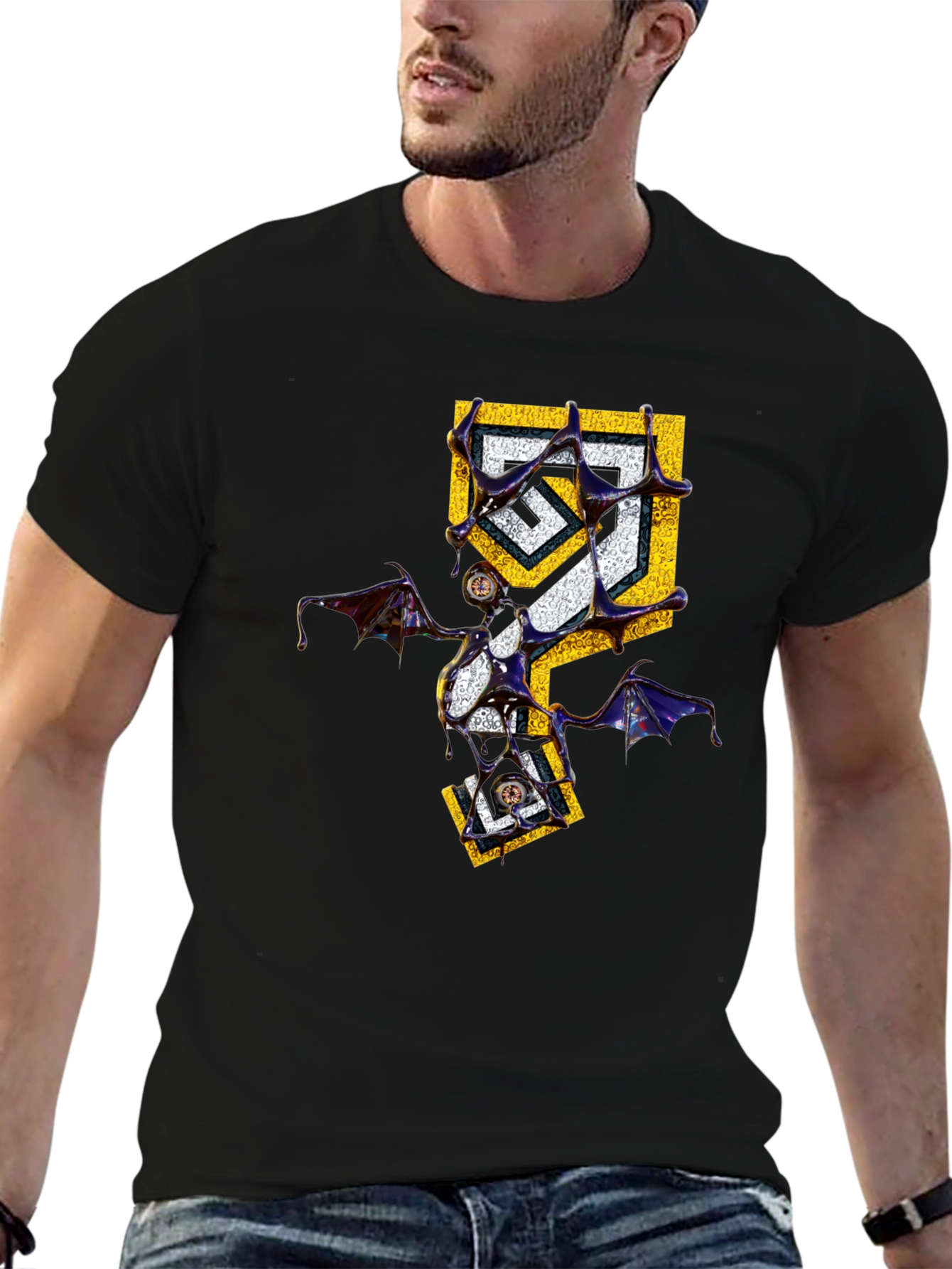 Edgy Graphic Tee - Unique Winged Design