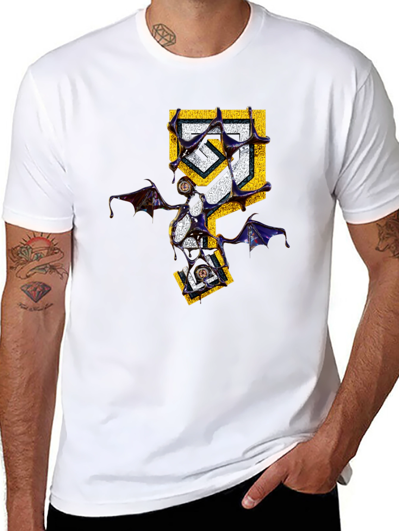 Edgy Graphic Tee - Unique Winged Design