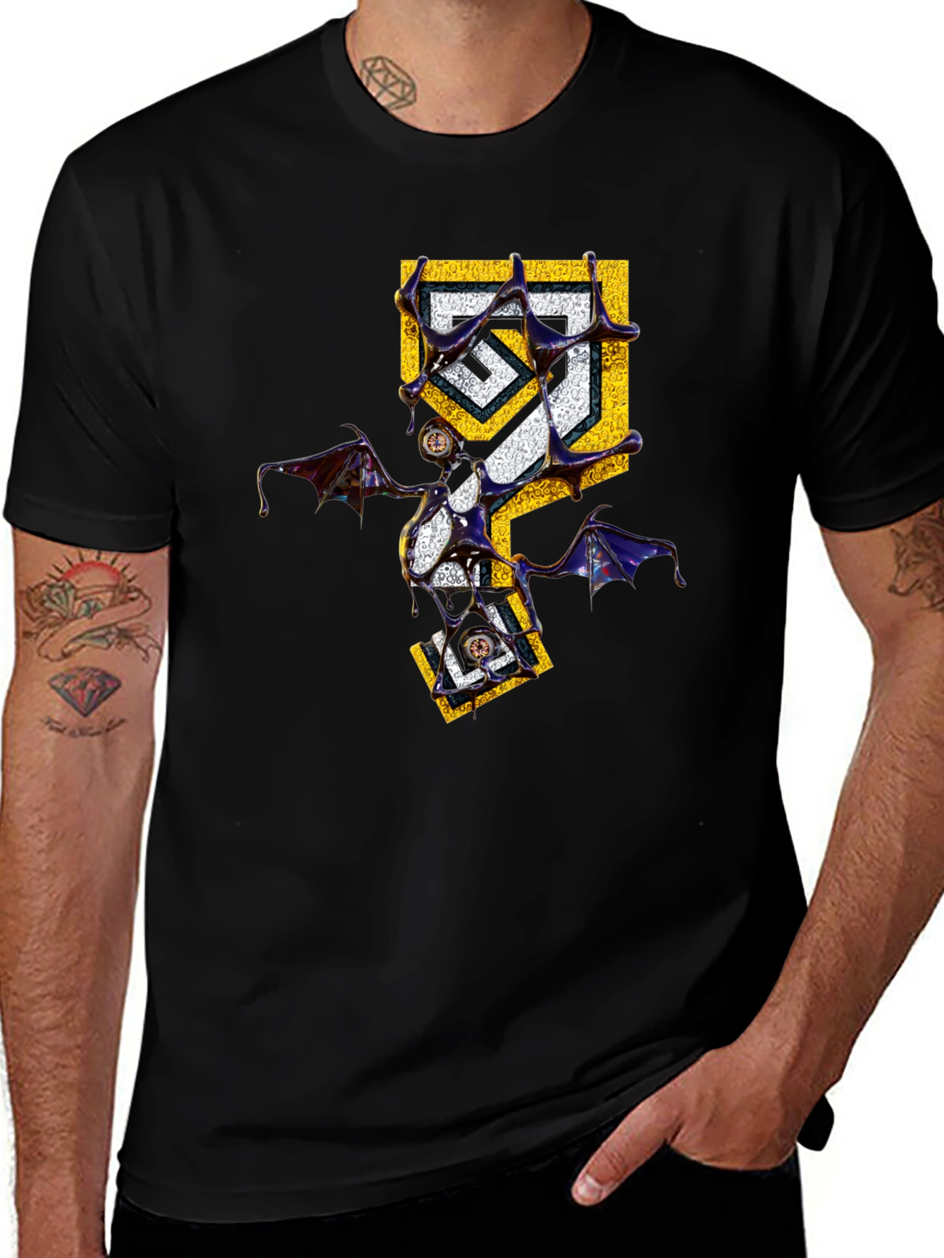 Edgy Graphic Tee - Unique Winged Design