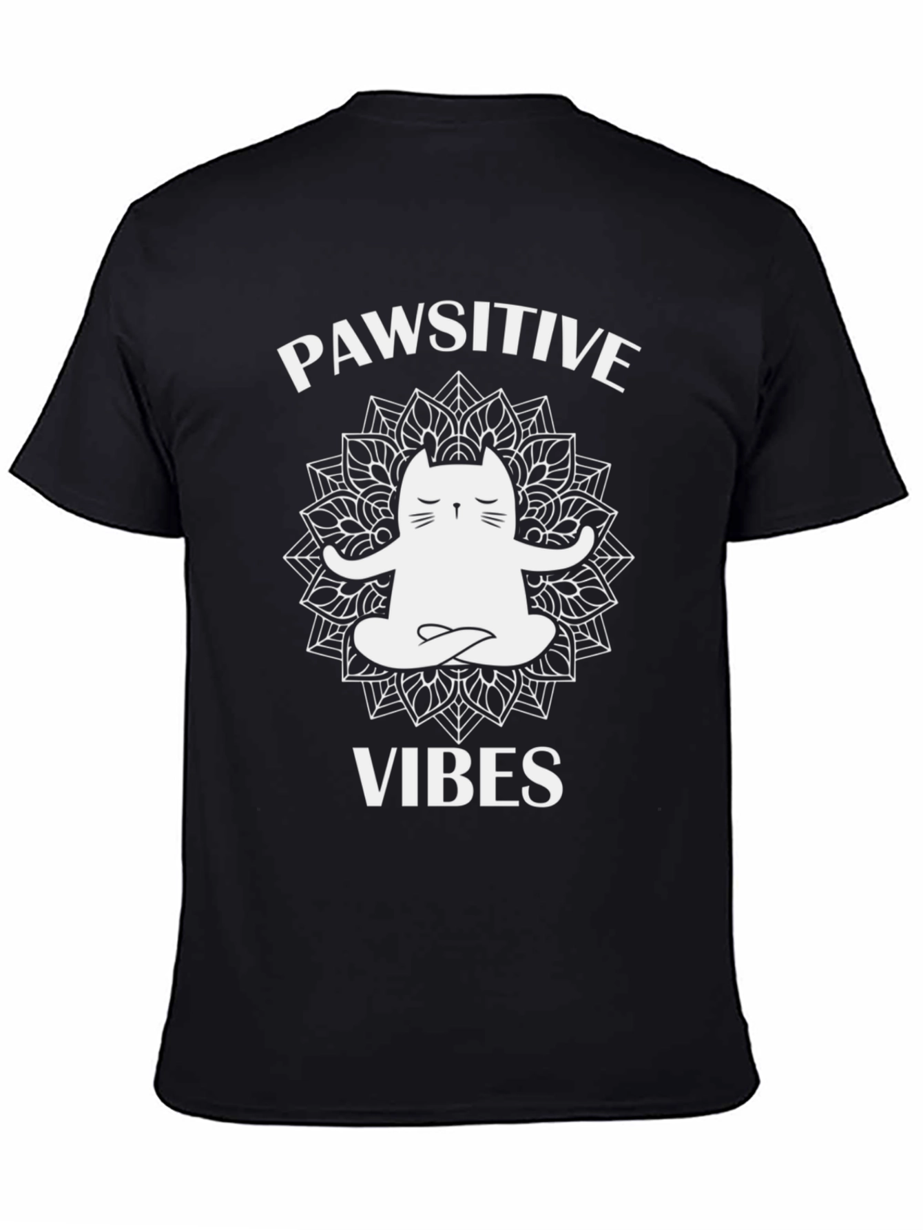 Pawsitive Vibes Cat Mandala Graphic Tee