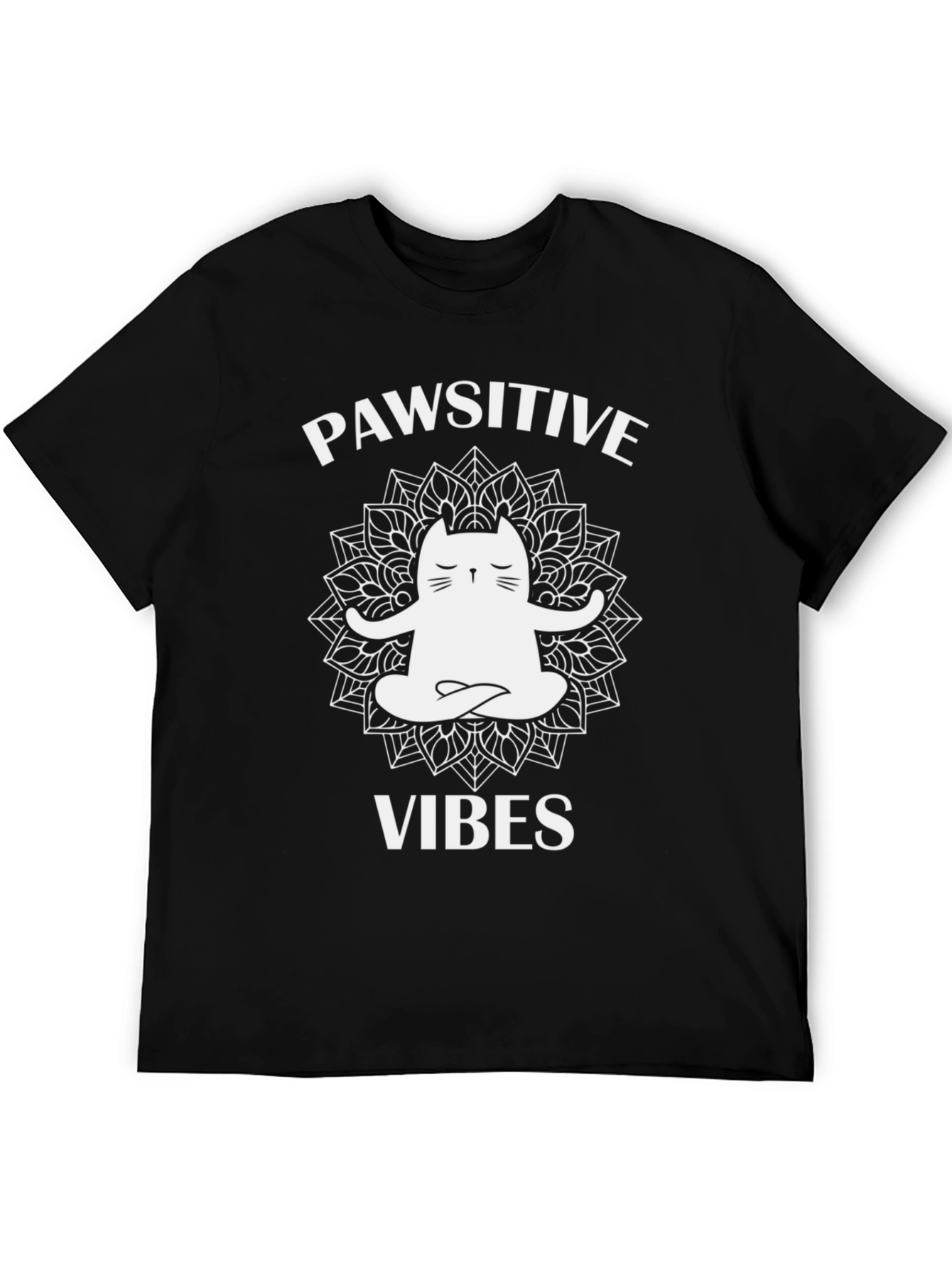 Pawsitive Vibes Cat Mandala Graphic Tee